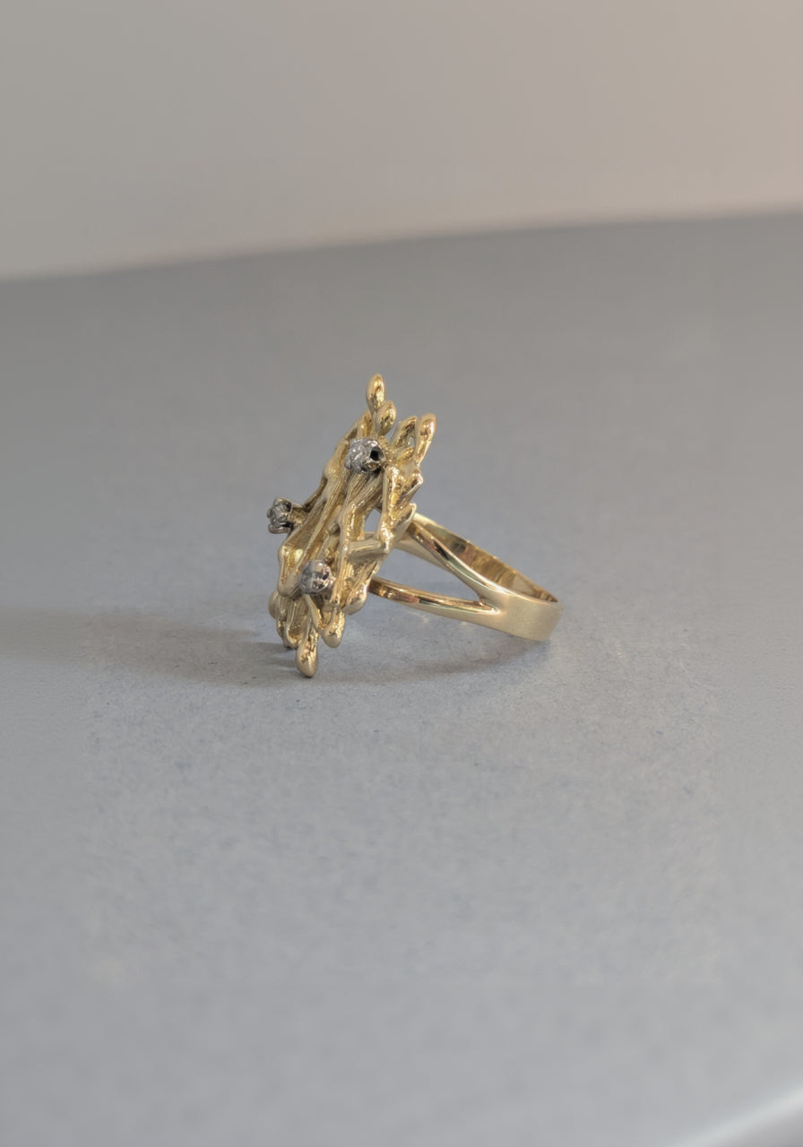 Abstract Gold and Diamond Ring