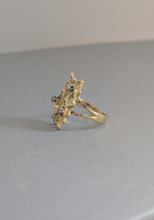 Abstract Gold and Diamond Ring