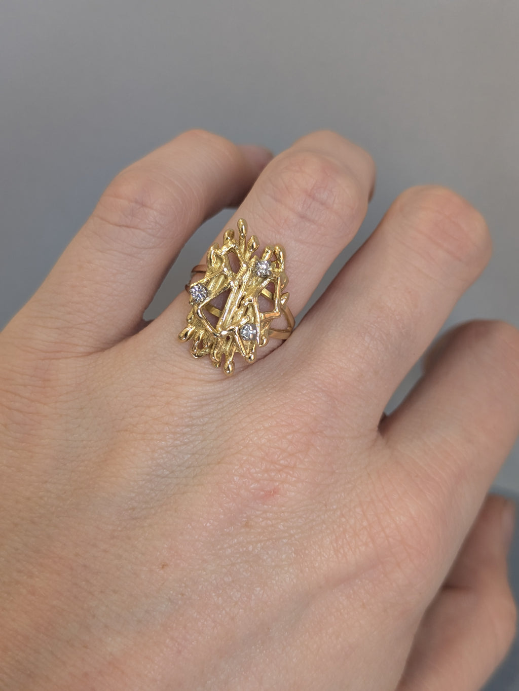 Abstract Gold and Diamond Ring