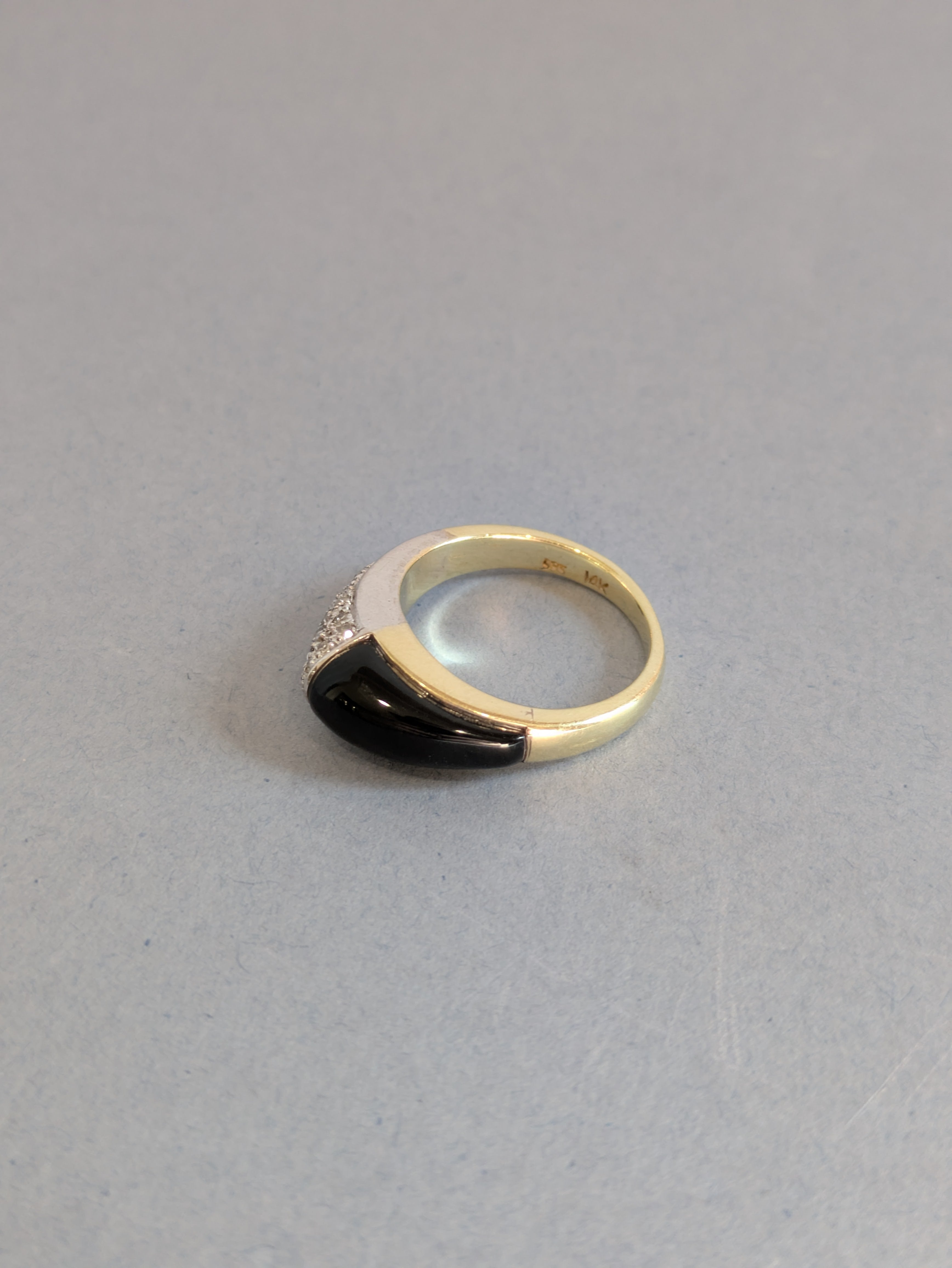 Onyx and Diamond Domed Ring