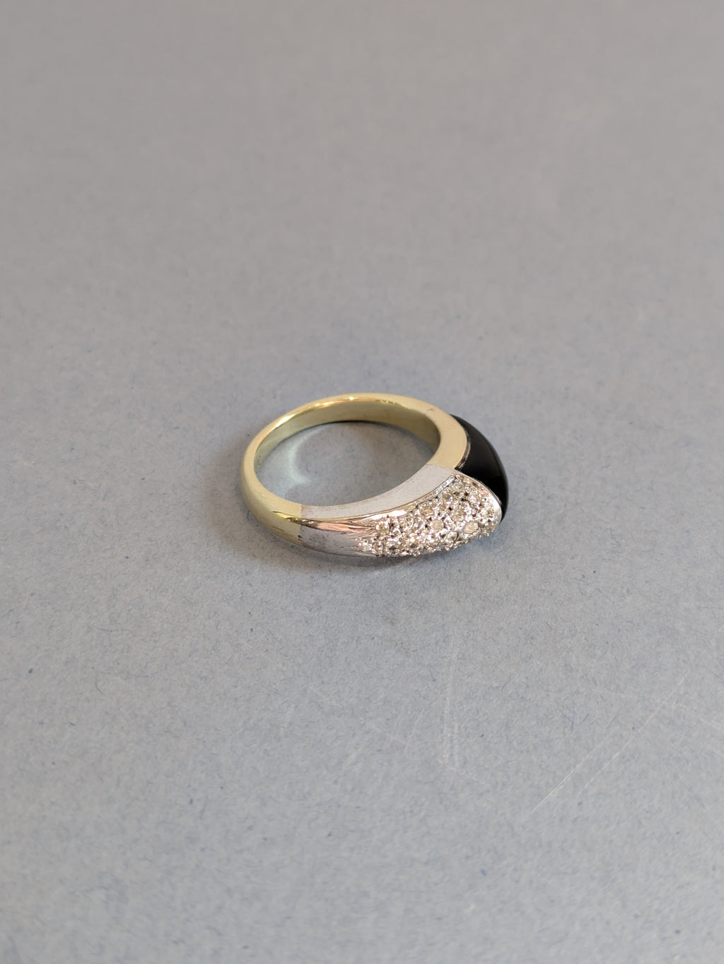 Onyx and Diamond Domed Ring