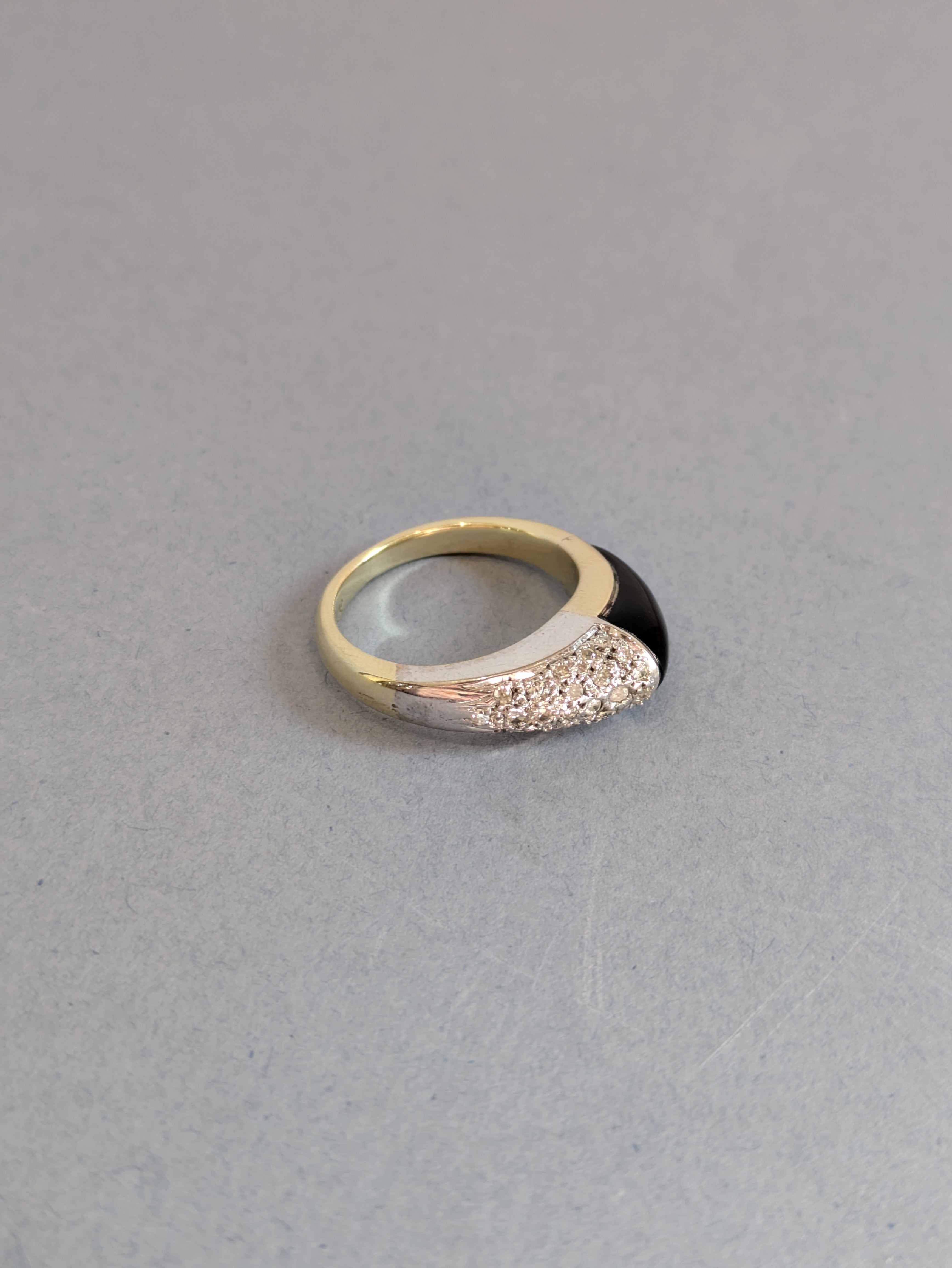 Onyx and Diamond Domed Ring