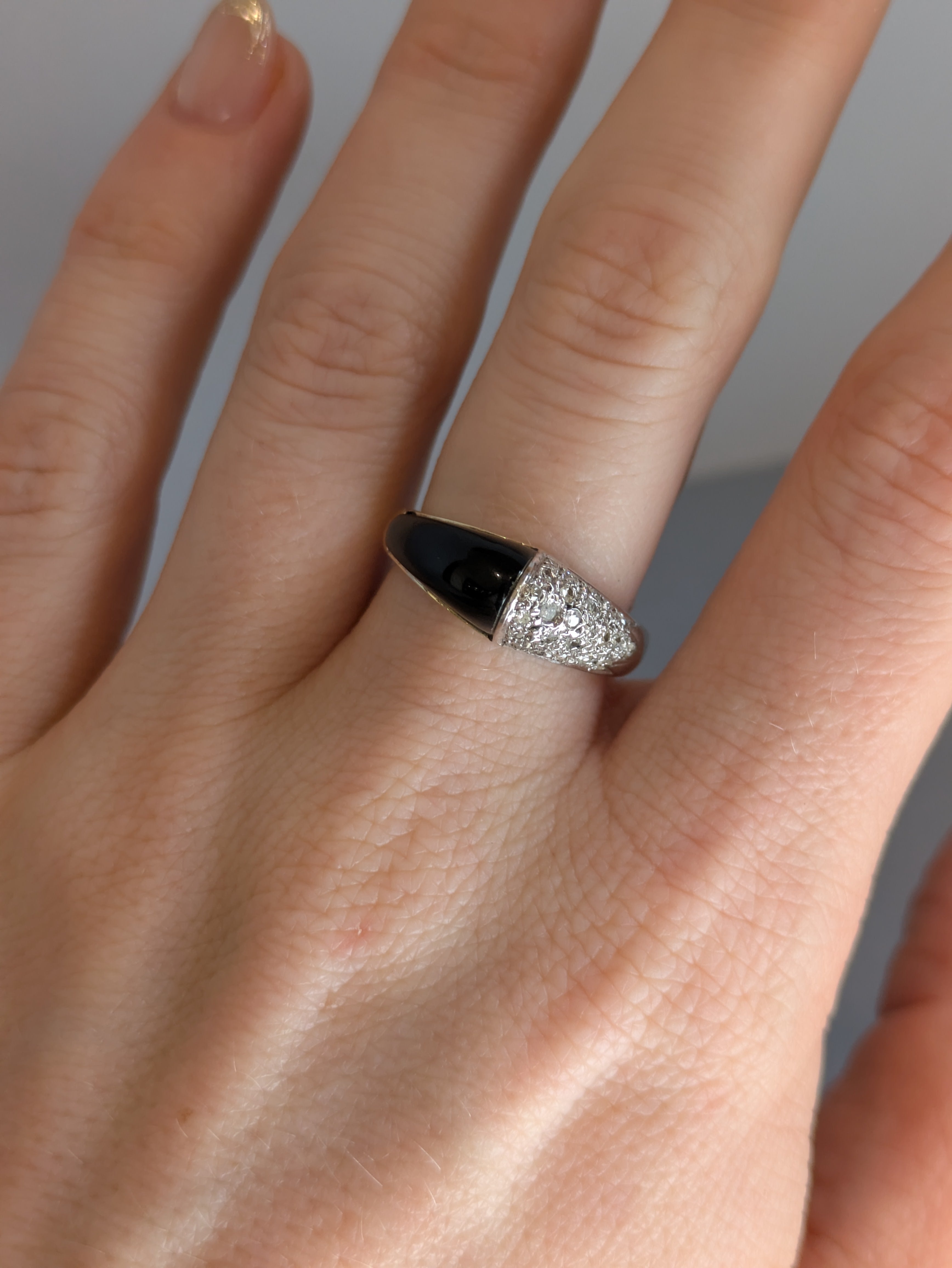 Onyx and Diamond Domed Ring
