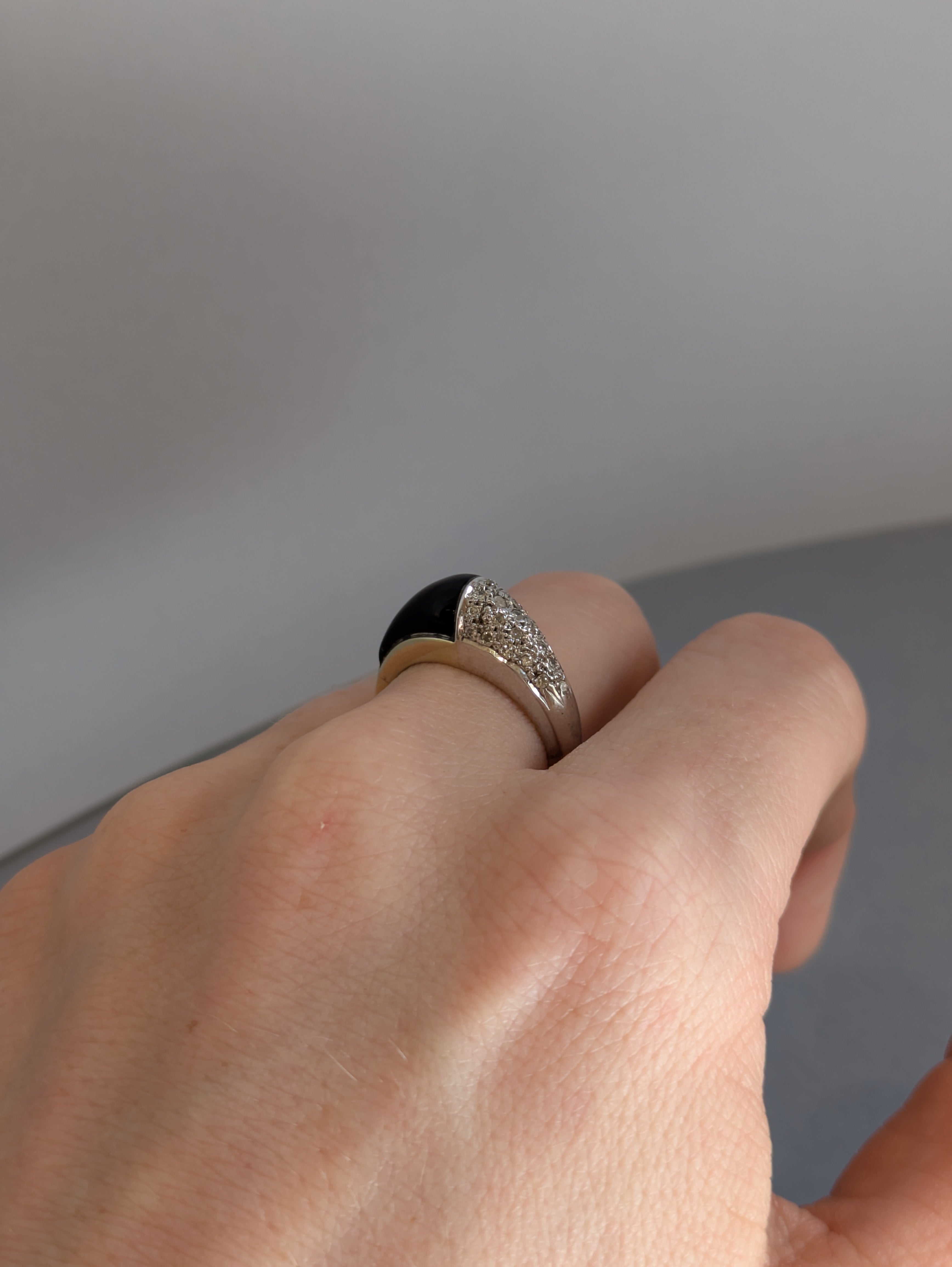 Onyx and Diamond Domed Ring