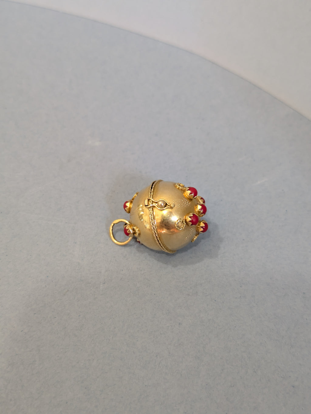 Red Stone and Gold Ball Locket