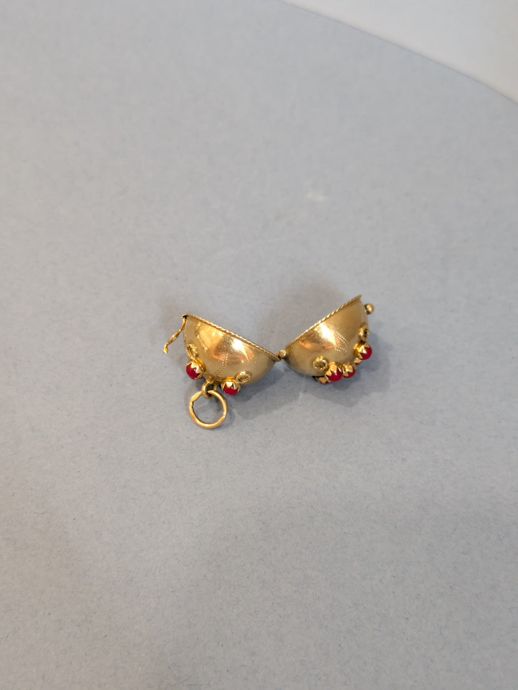 Red Stone and Gold Ball Locket