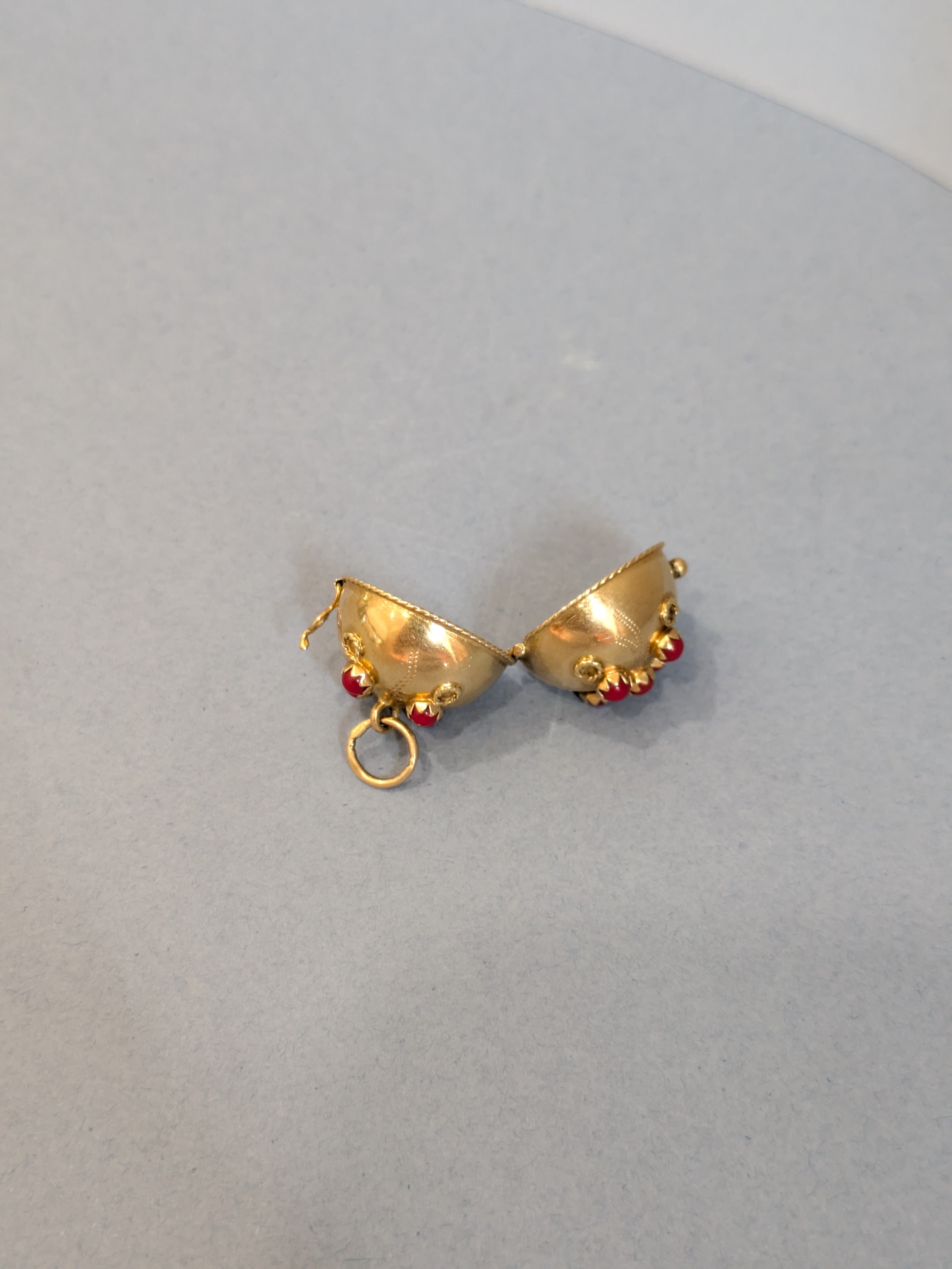 Red Stone and Gold Ball Locket