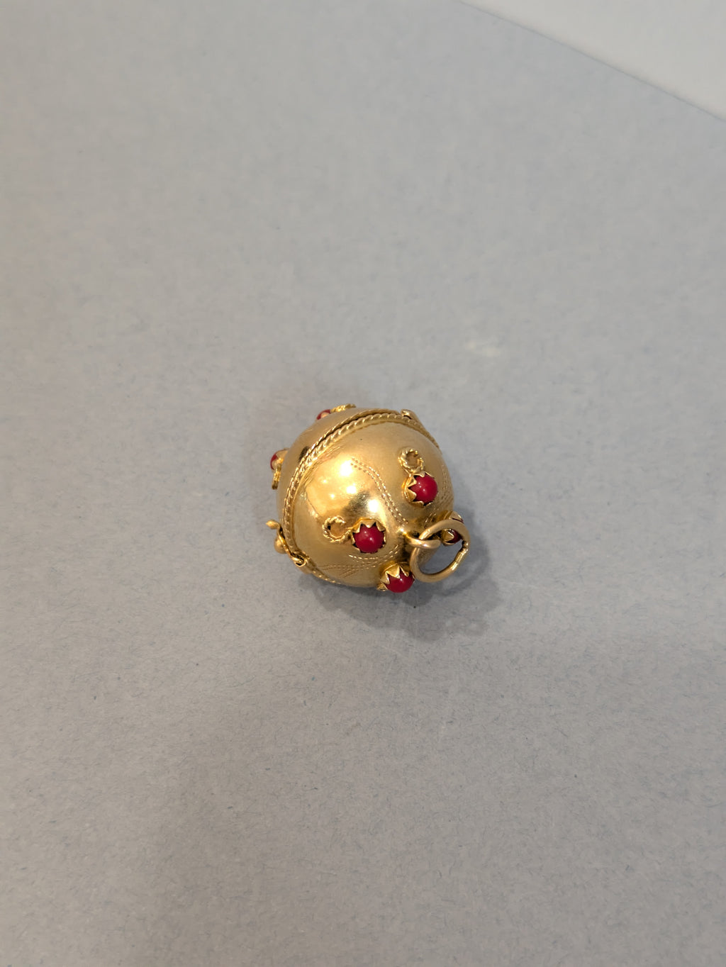 Red Stone and Gold Ball Locket