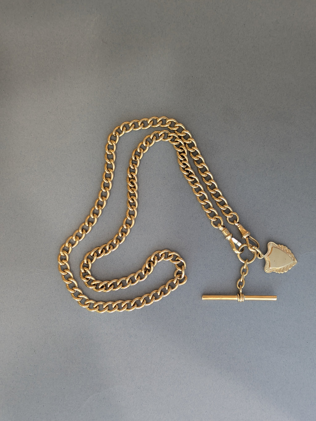 9ct Gold Curb Link Fob Chain