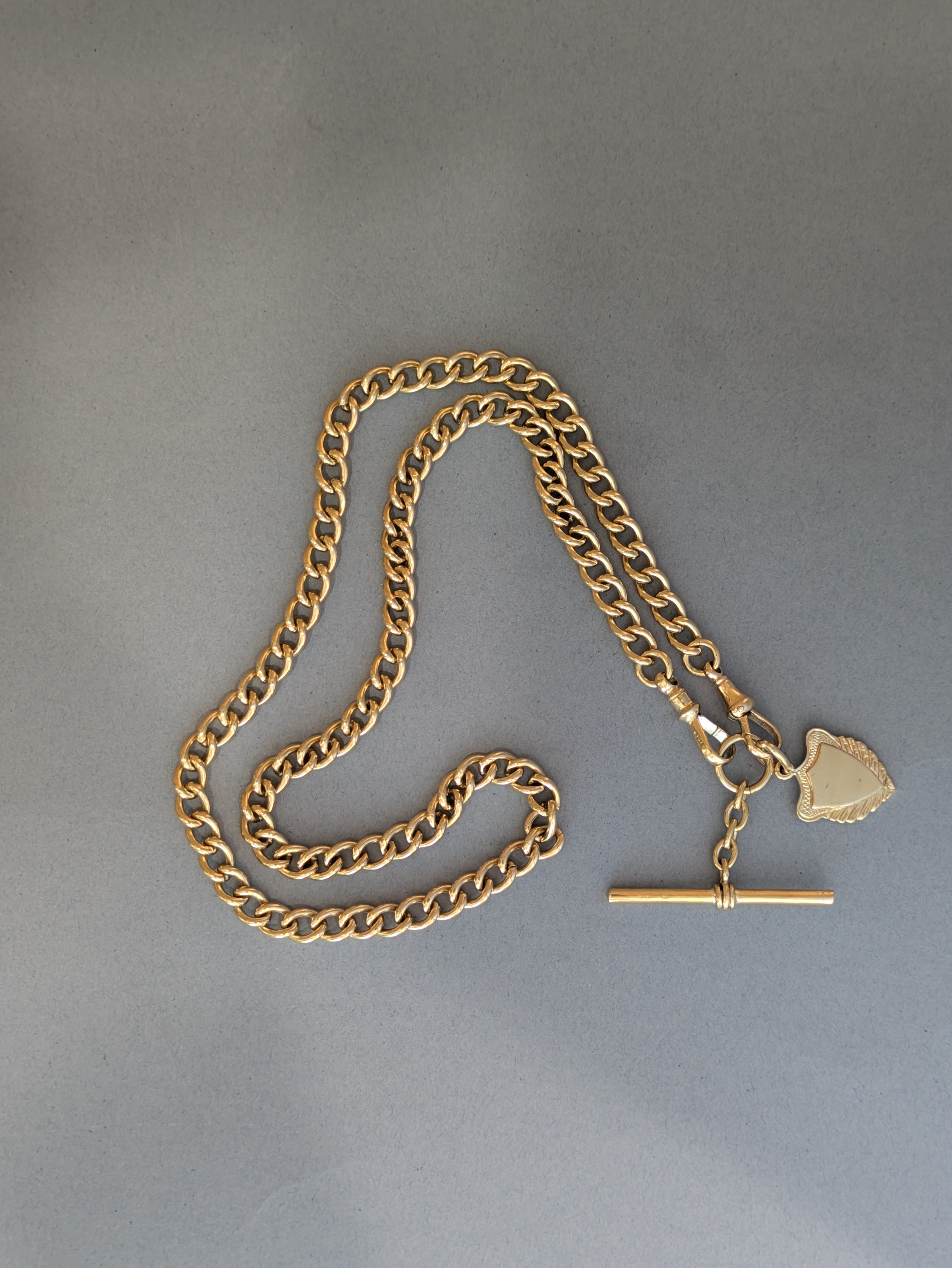 9ct Gold Curb Link Fob Chain