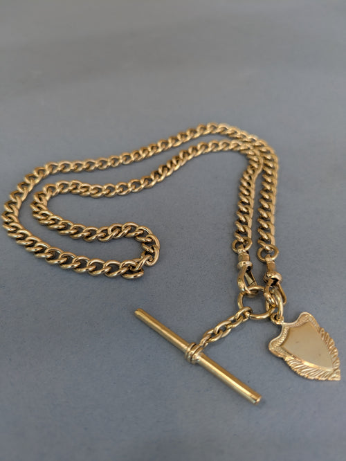 9ct Gold Curb Link Fob Chain