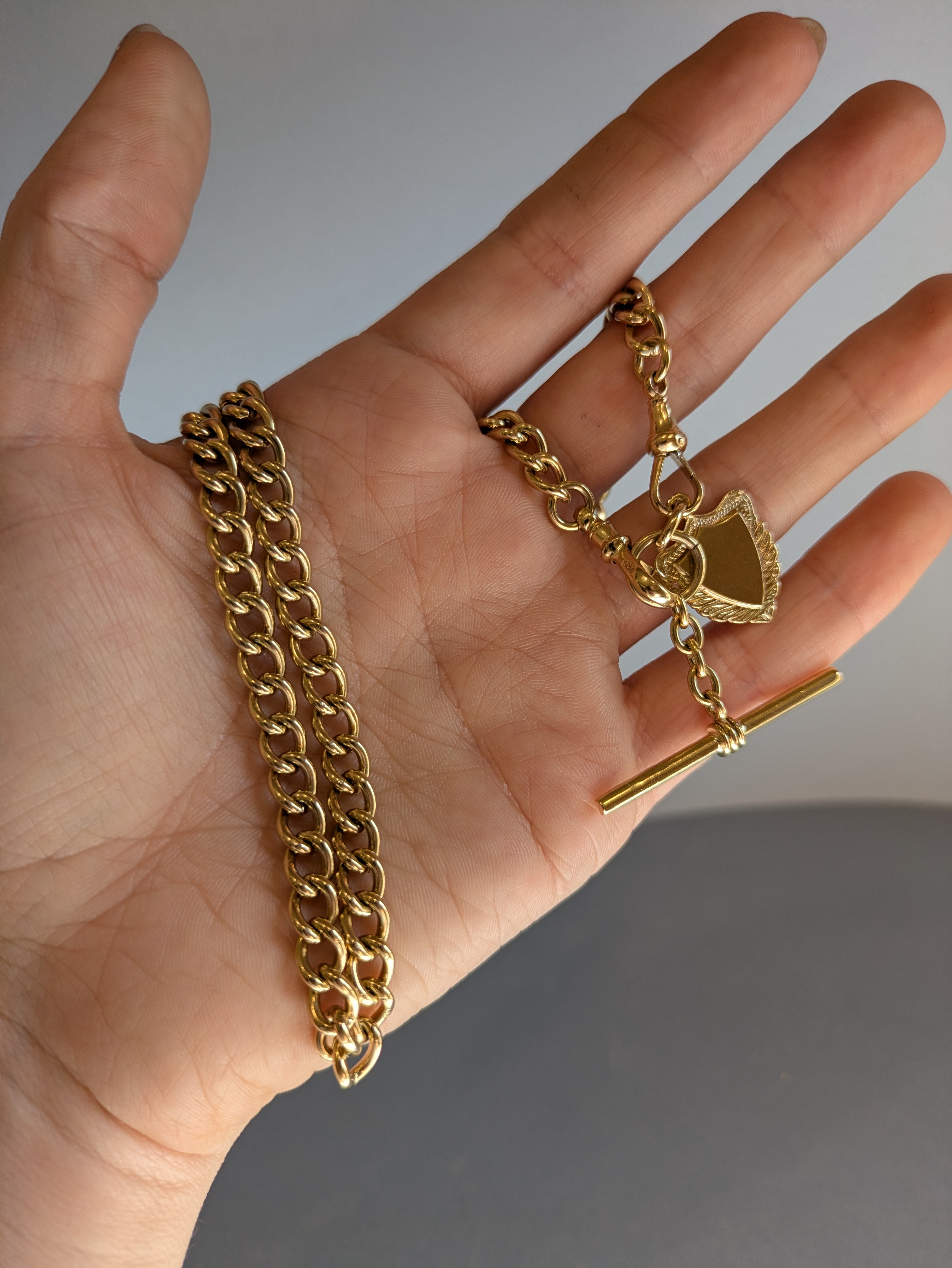 9ct Gold Curb Link Fob Chain