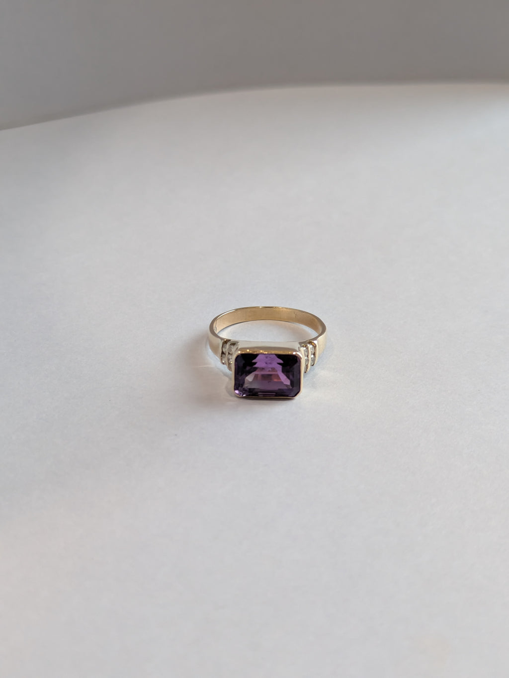 Amethyst & Diamond Stepped Ring