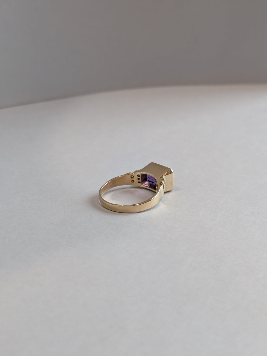 Amethyst & Diamond Stepped Ring