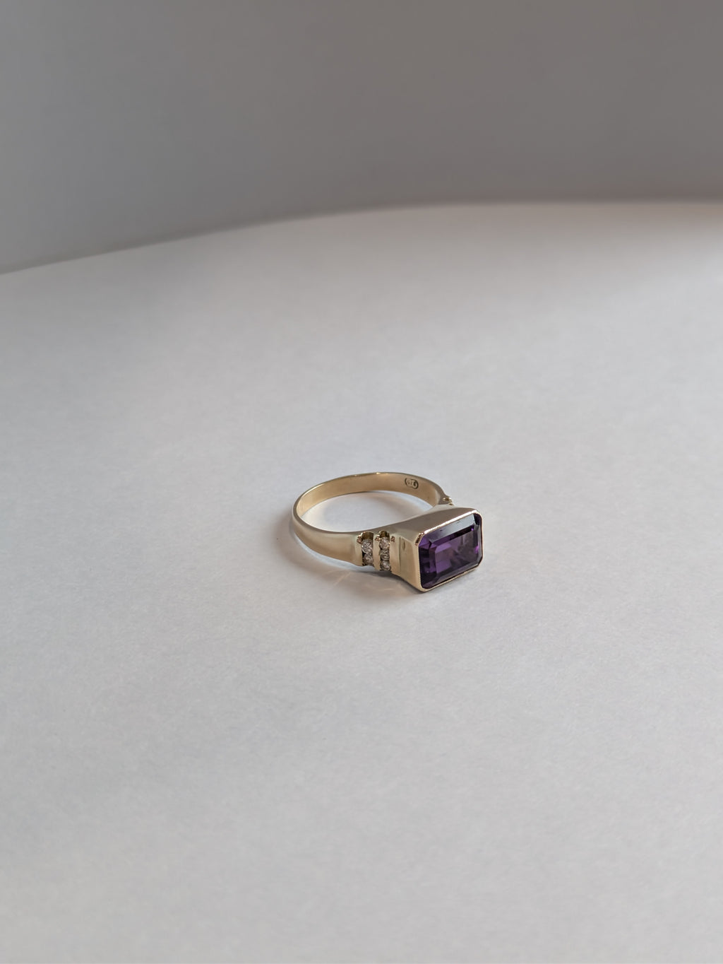 Amethyst & Diamond Stepped Ring