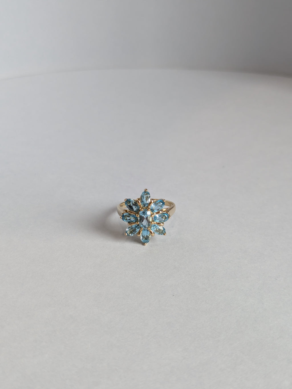 Swiss Blue Topaz Flower Ring
