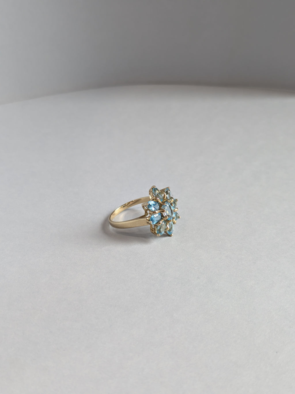 Swiss Blue Topaz Flower Ring
