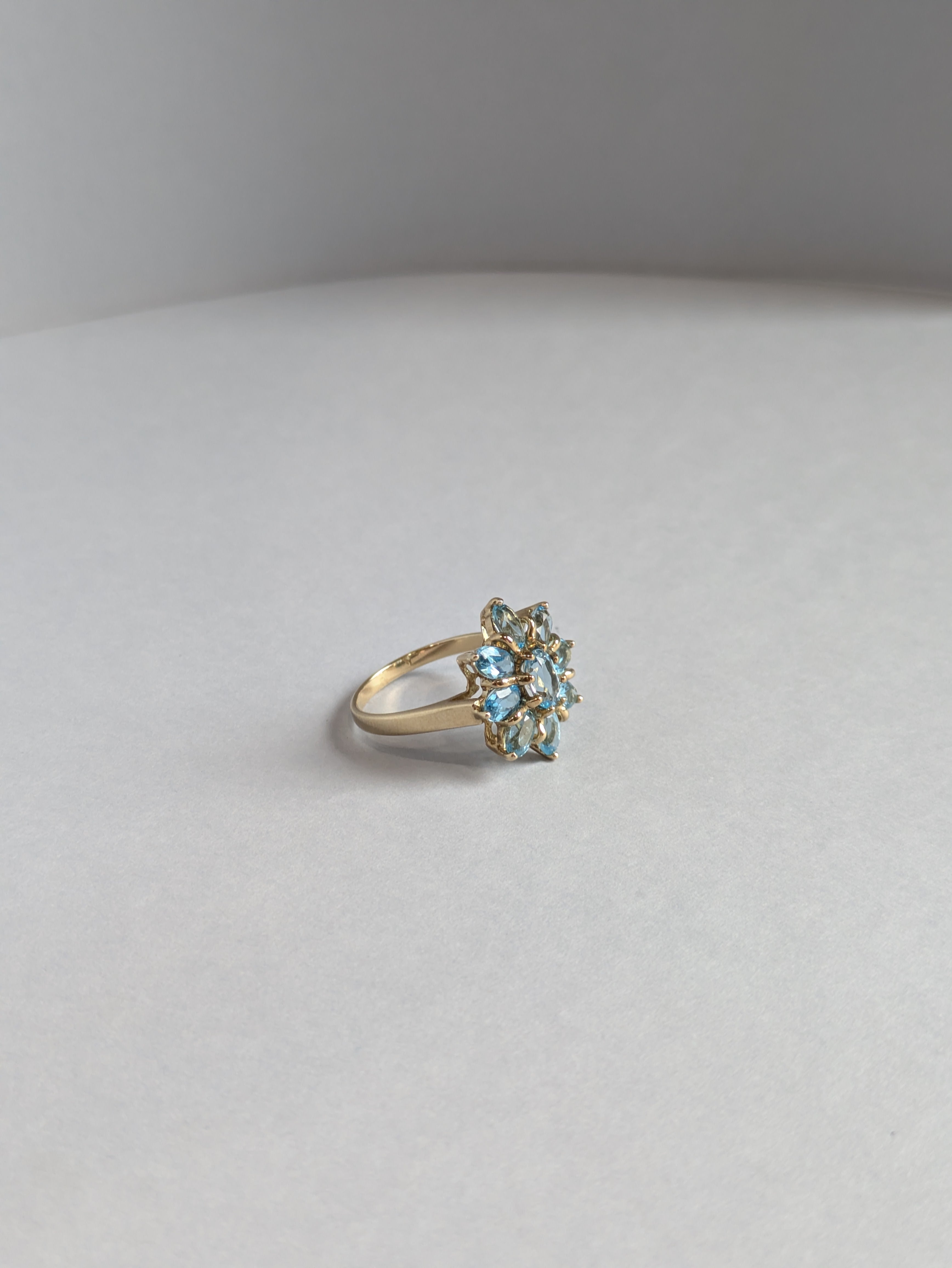 Swiss Blue Topaz Flower Ring
