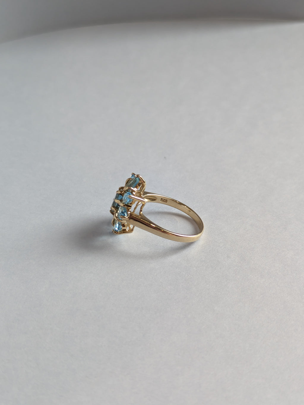 Swiss Blue Topaz Flower Ring