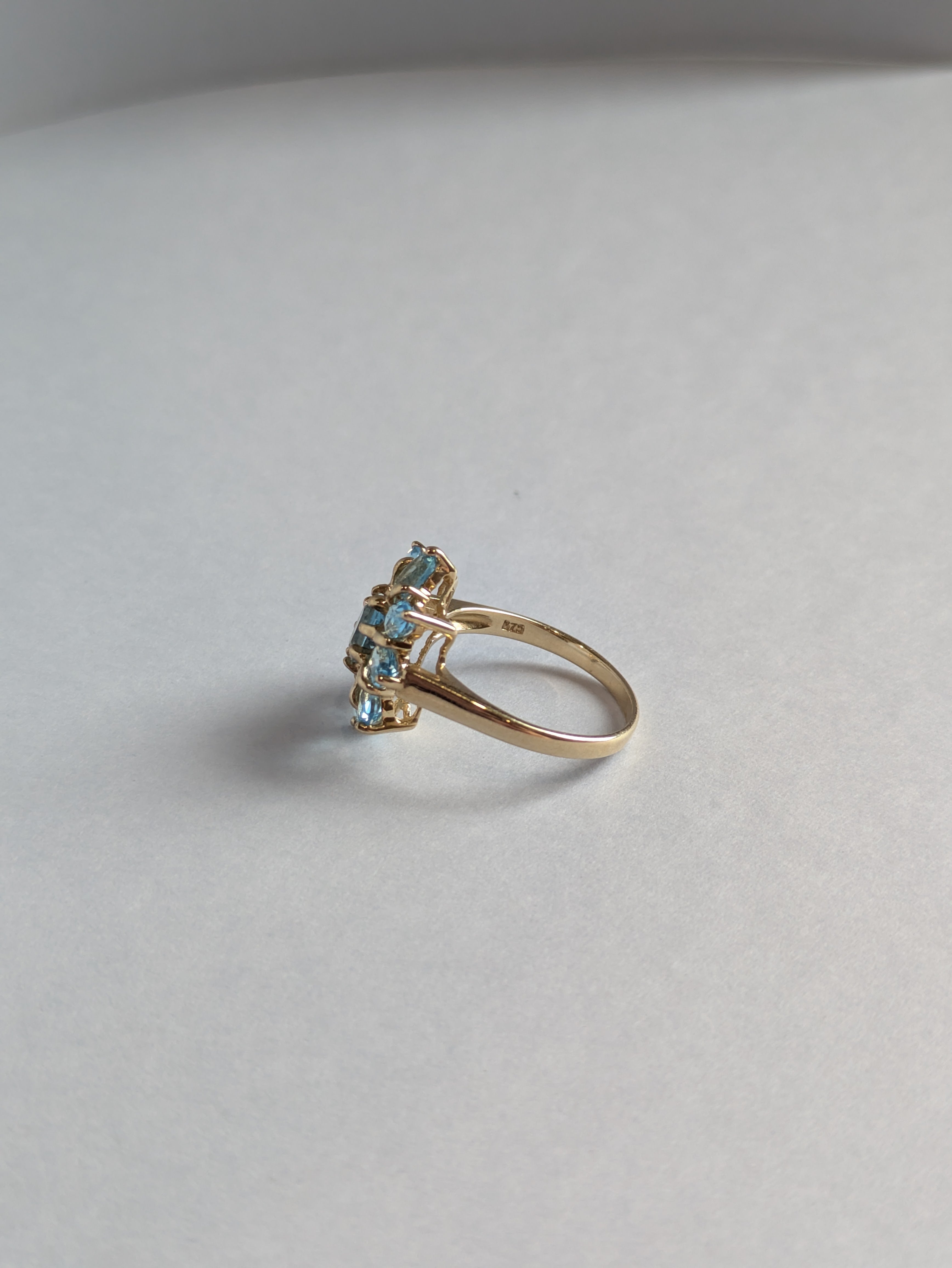 Swiss Blue Topaz Flower Ring