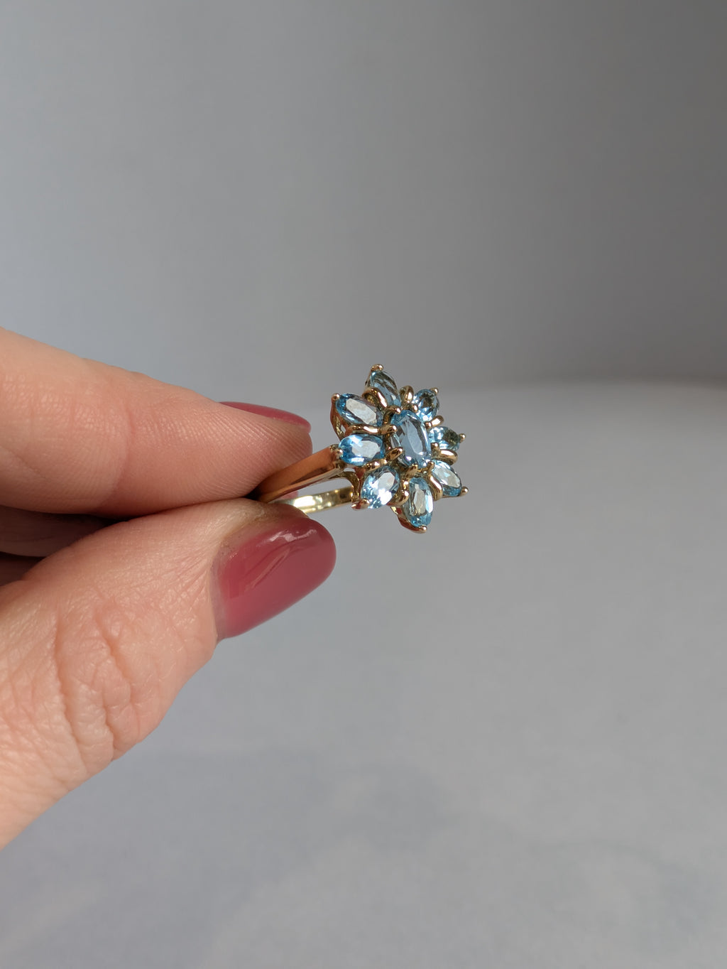 Swiss Blue Topaz Flower Ring