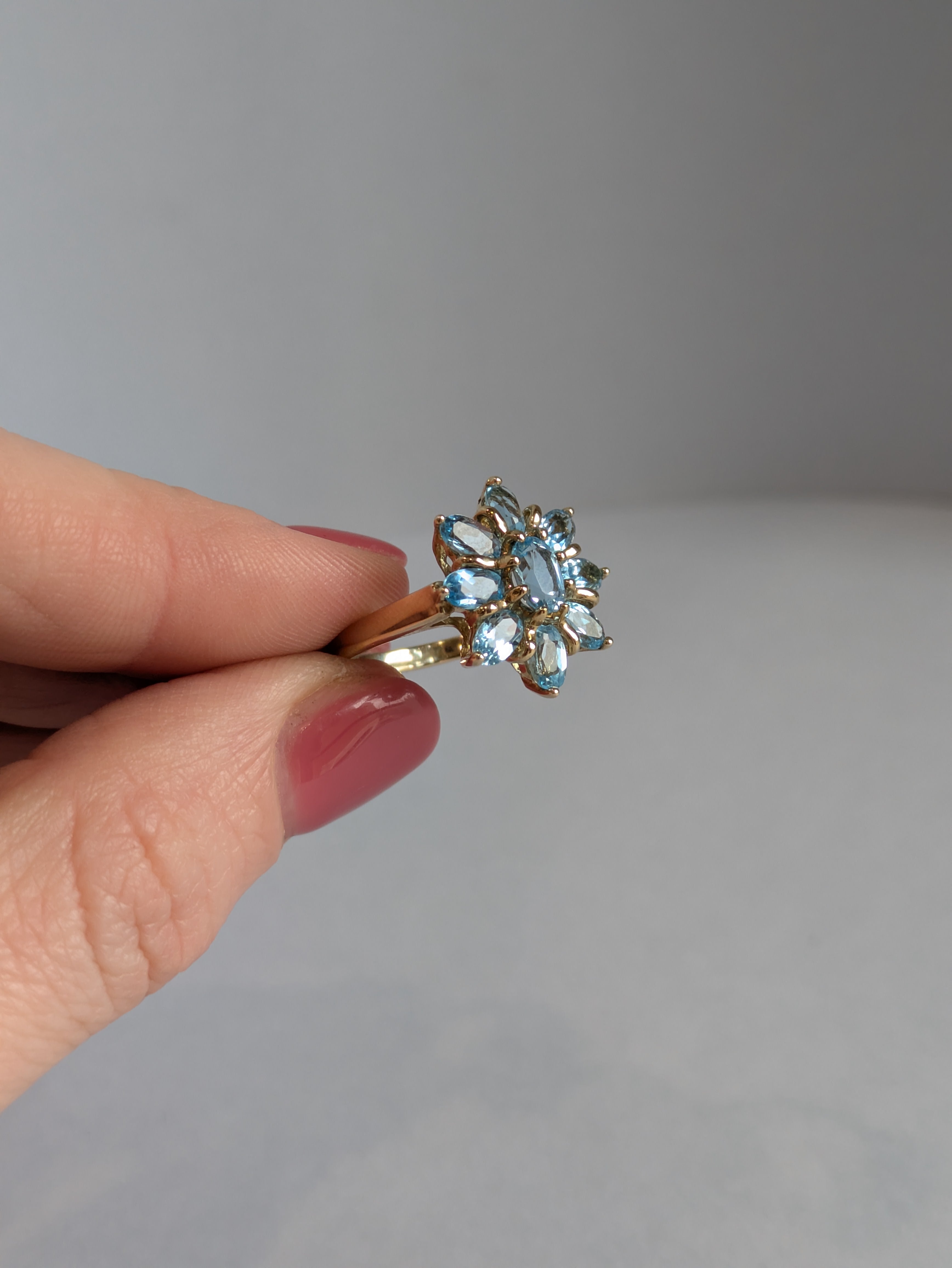 Swiss Blue Topaz Flower Ring
