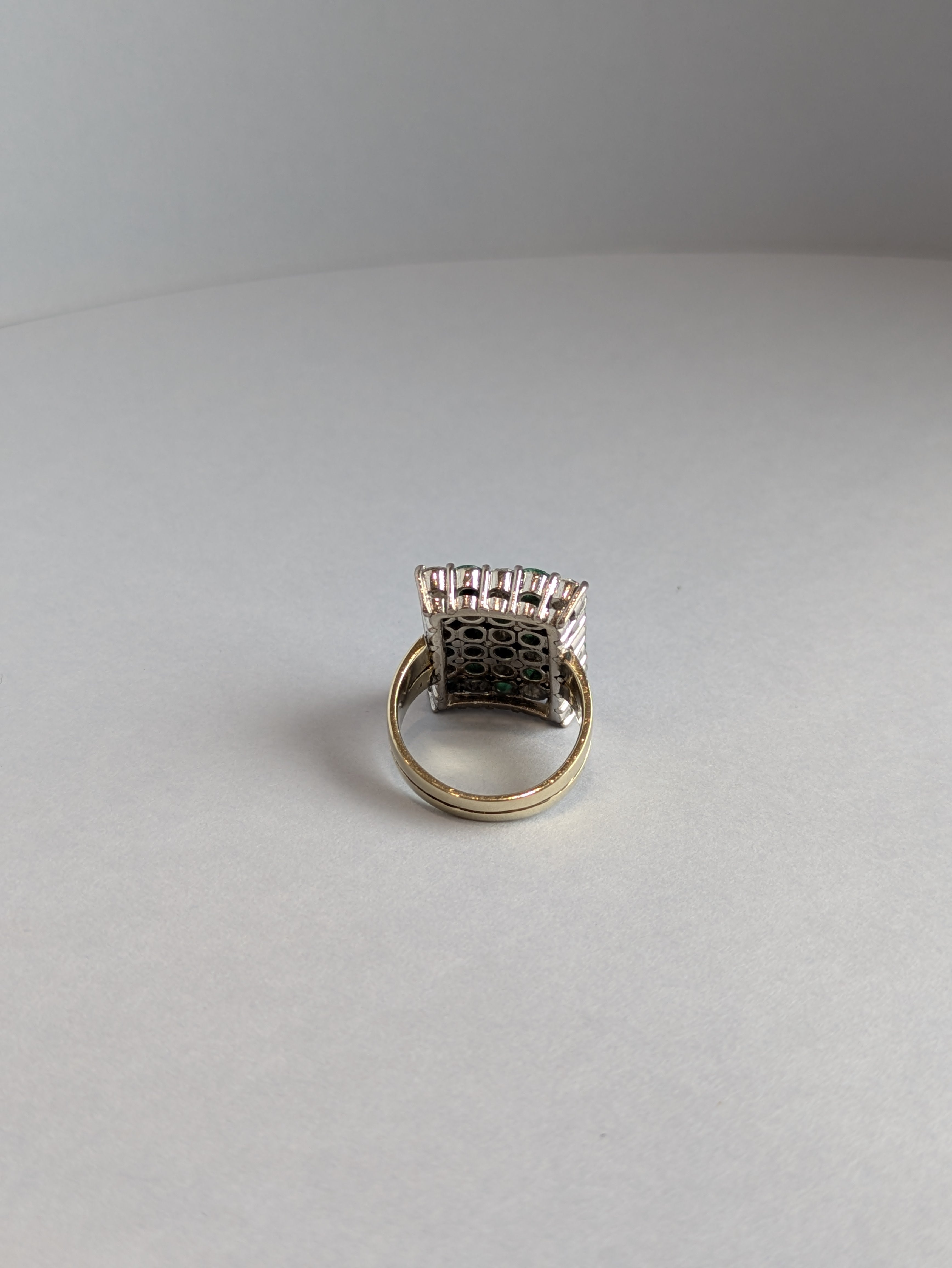 Emerald & Diamond Checkerboard Ring