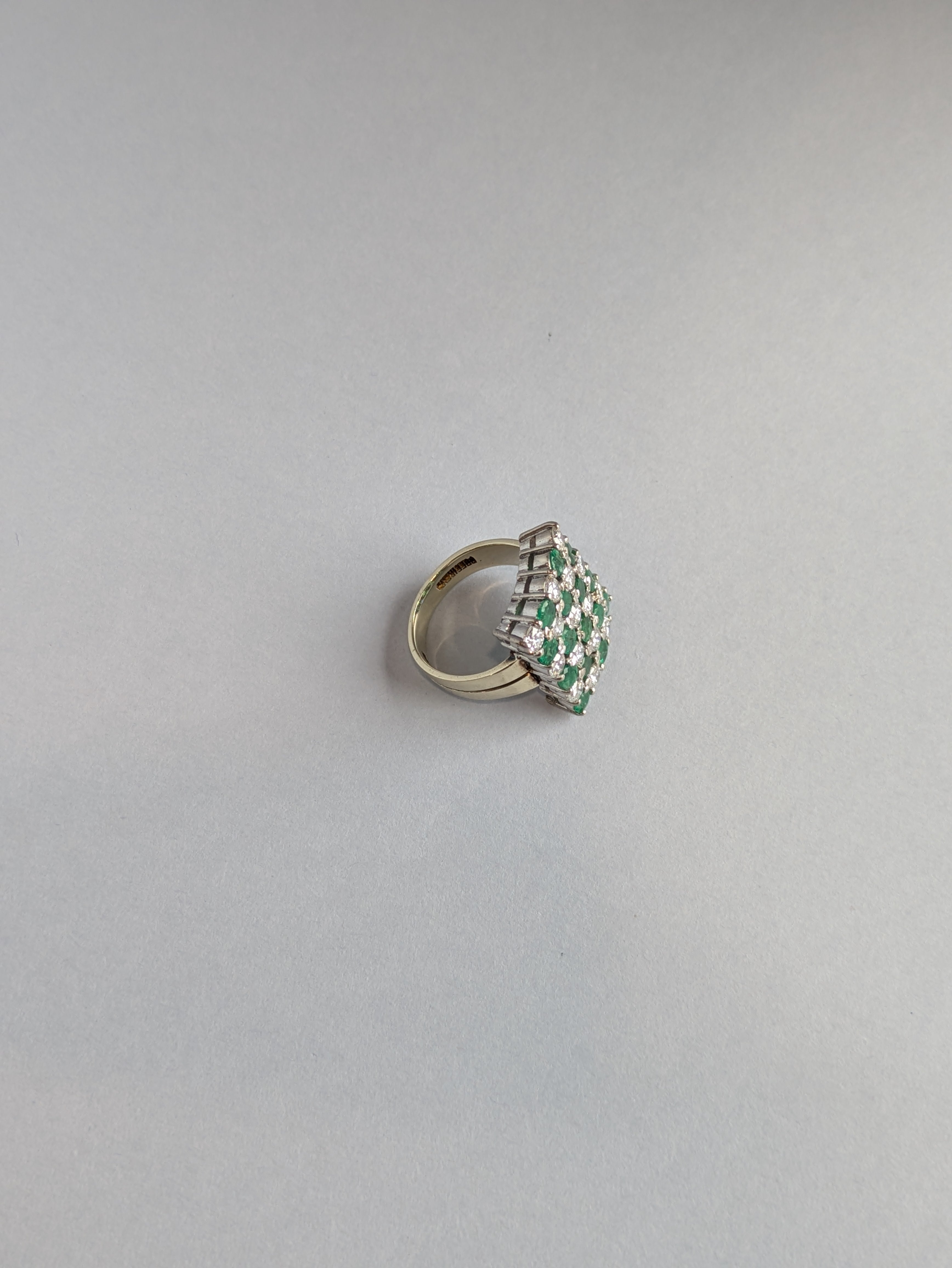 Emerald & Diamond Checkerboard Ring