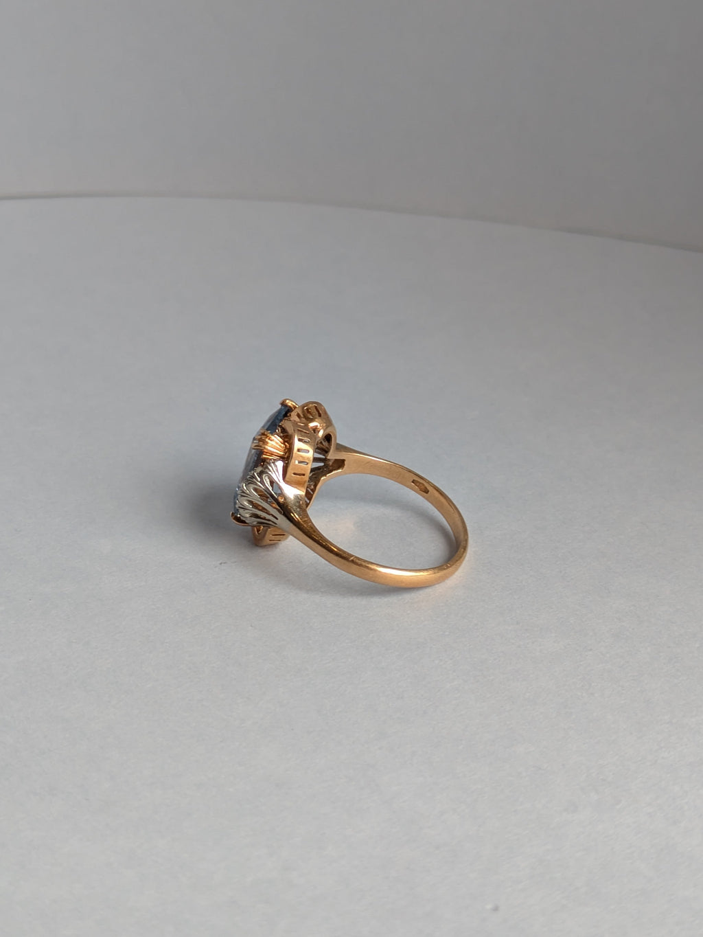 Mid-century Blue Spinel & Diamond Ring