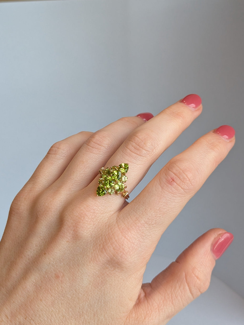 Peridot Cluster Ring