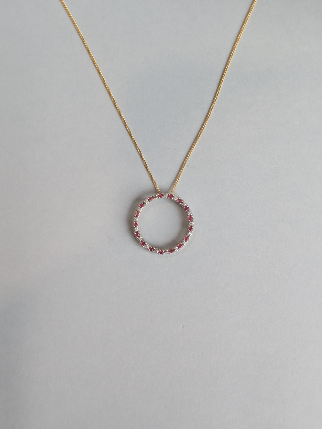 Ruby & Diamond Open Circle Pendant
