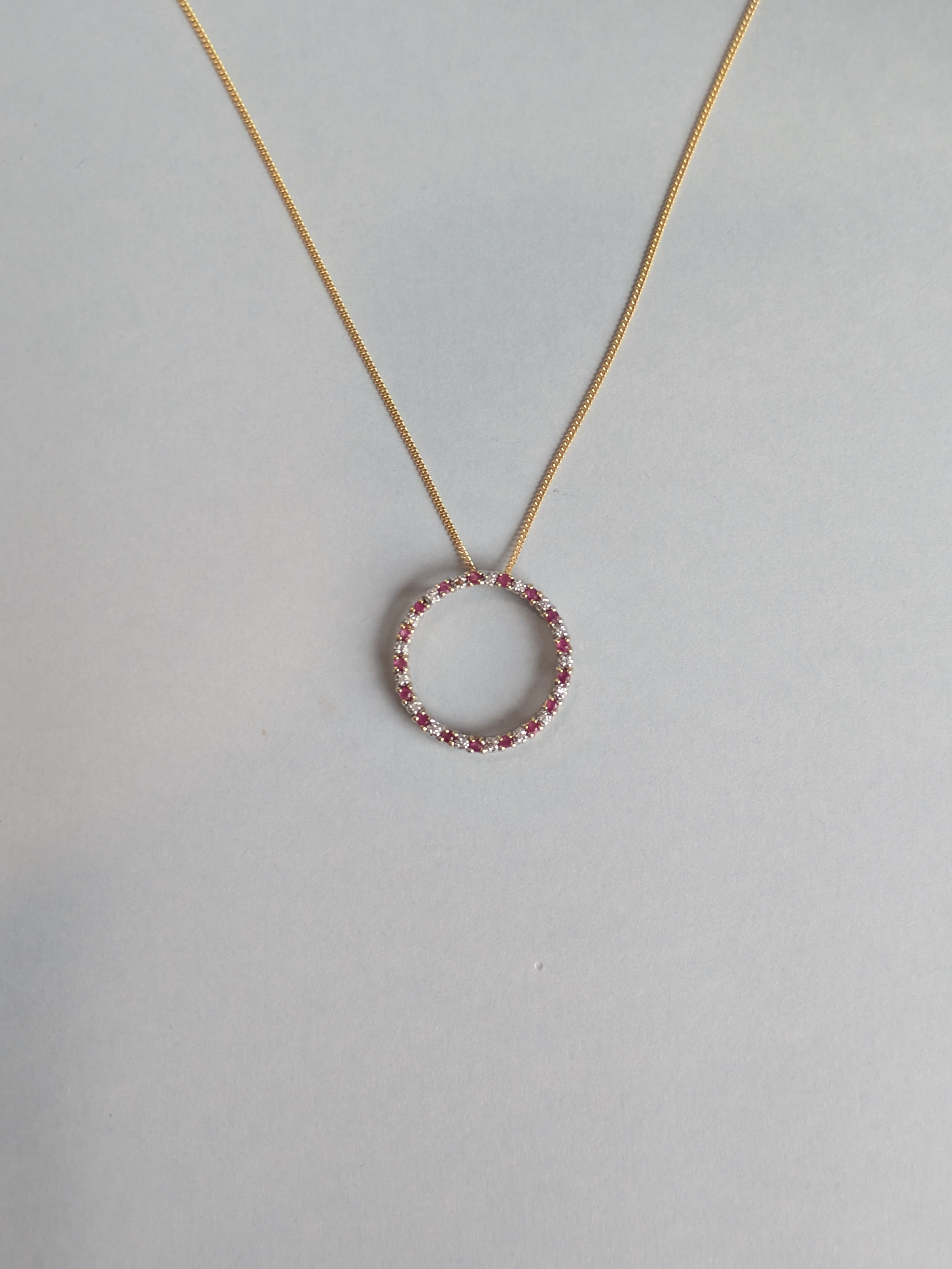 Ruby & Diamond Open Circle Pendant