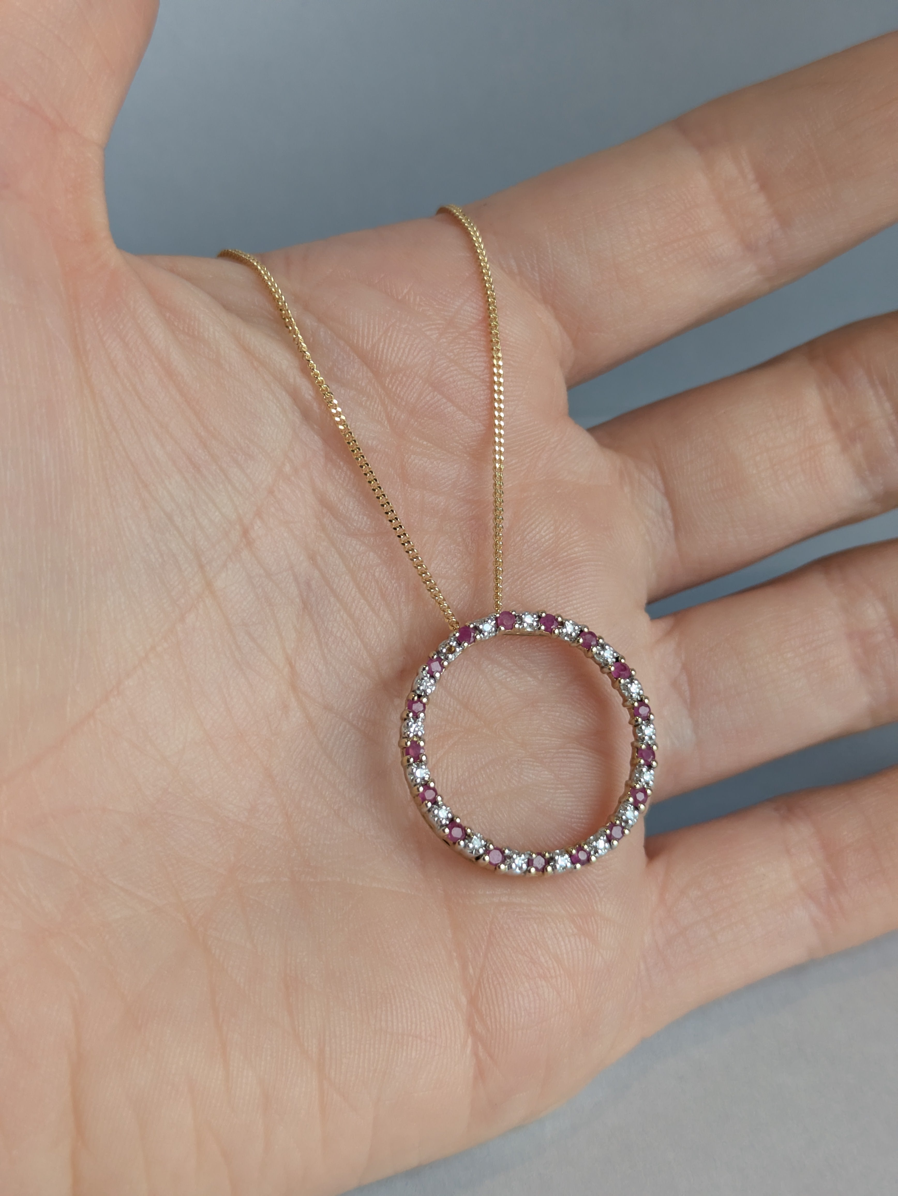 Ruby & Diamond Open Circle Pendant