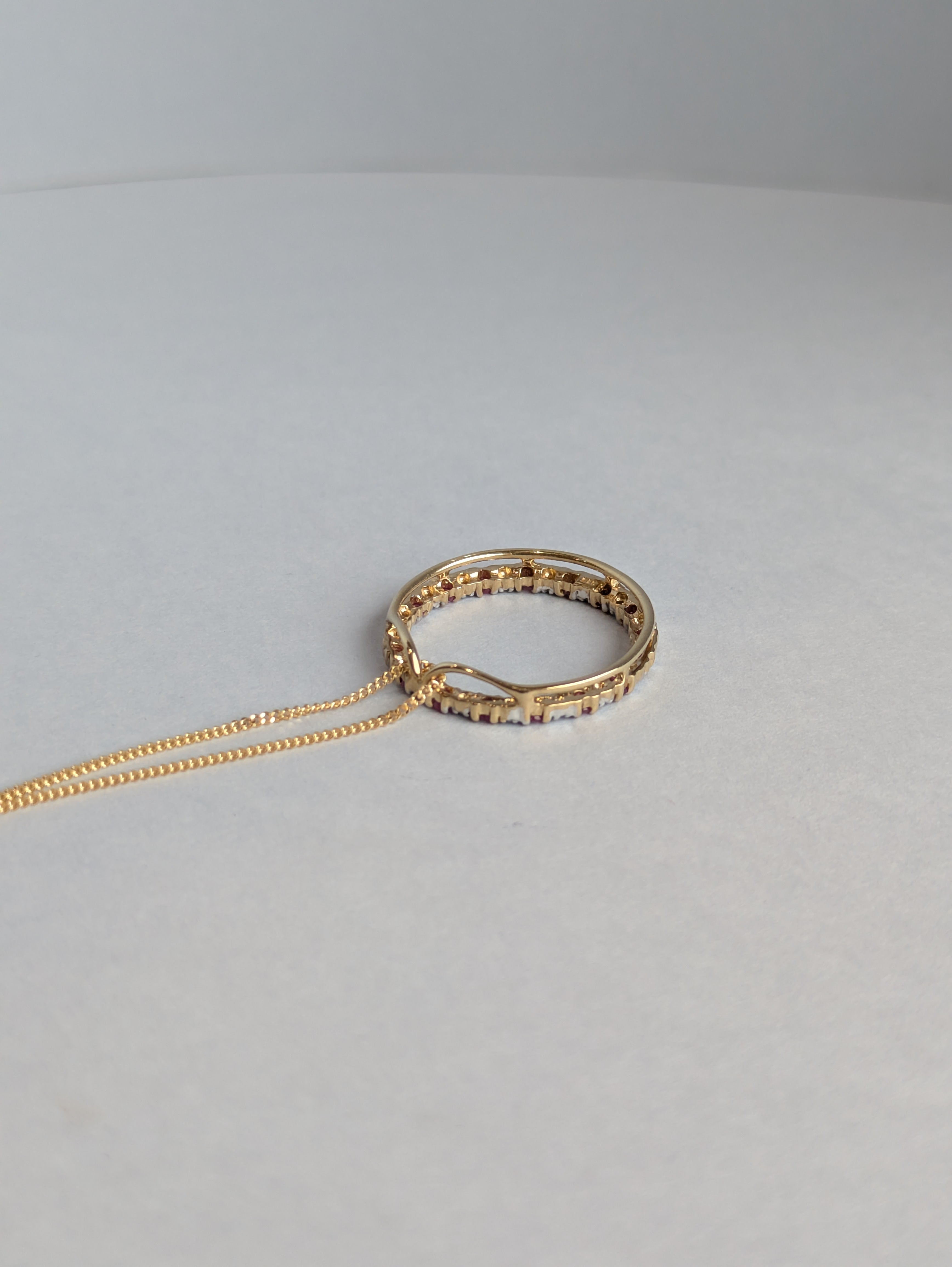 Ruby & Diamond Open Circle Pendant