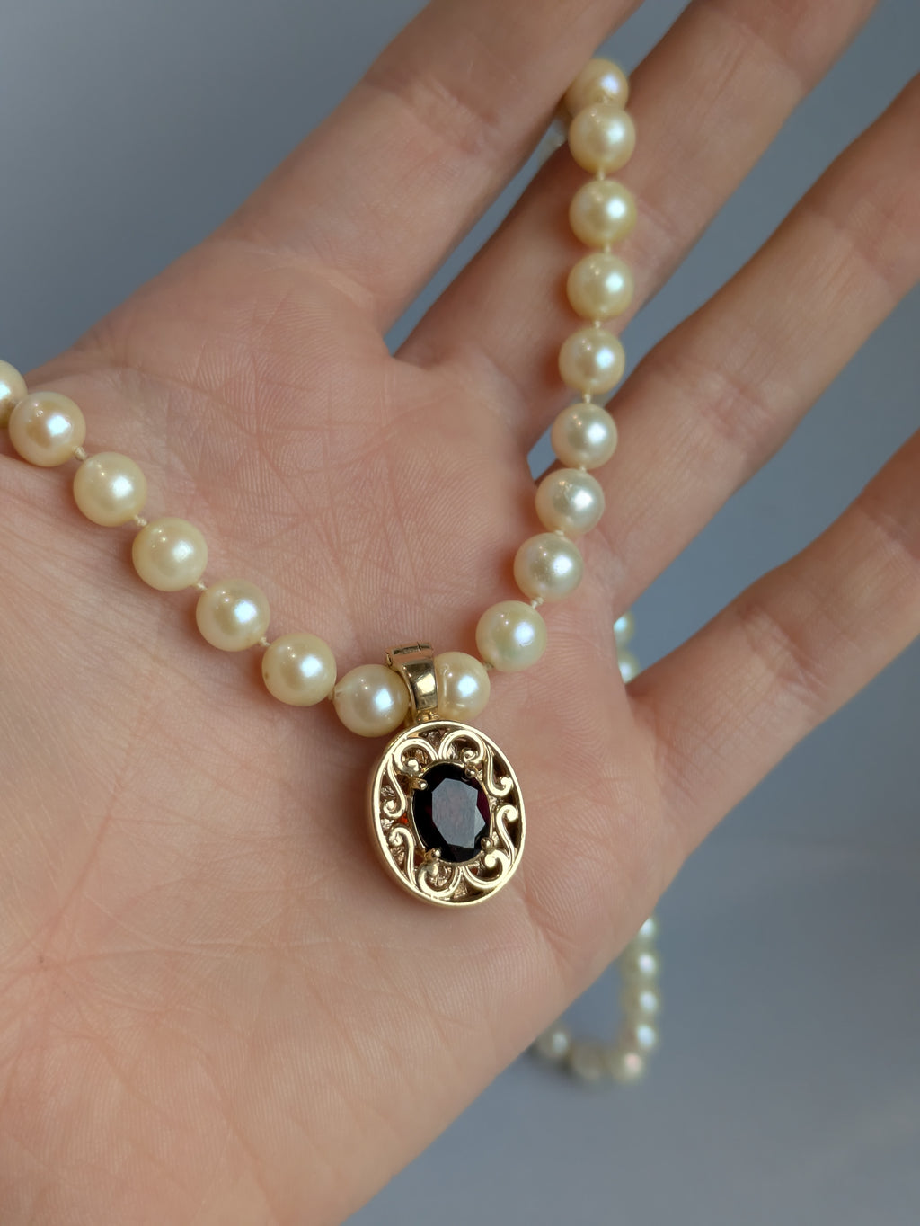 Oval Garnet Enhancer Pendant