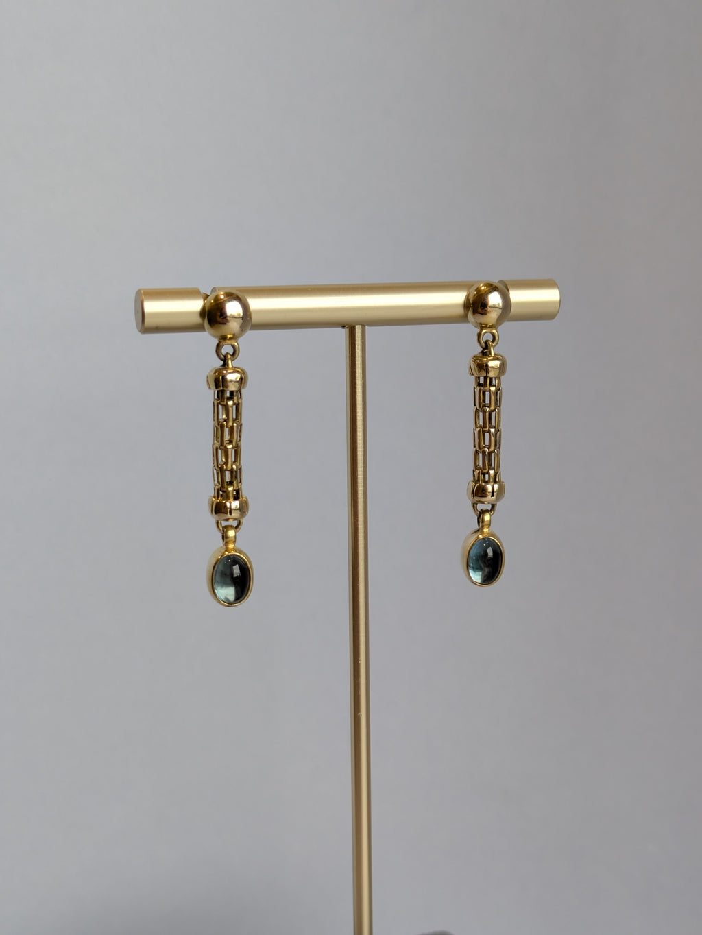 Blue Topaz & Amethyst Chain Earrings
