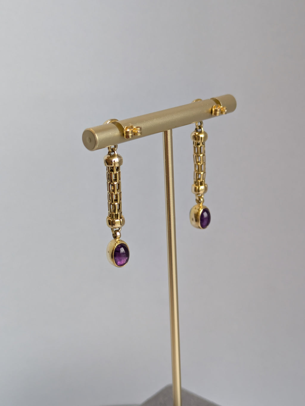 Blue Topaz & Amethyst Chain Earrings