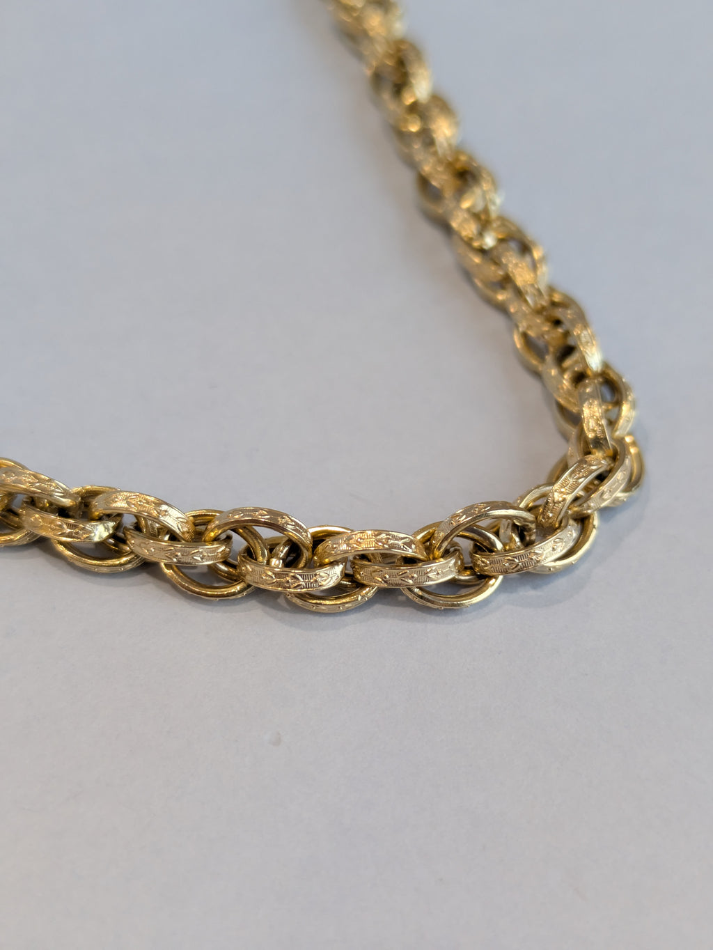 9ct Gold Engraved Belcher Link Necklace