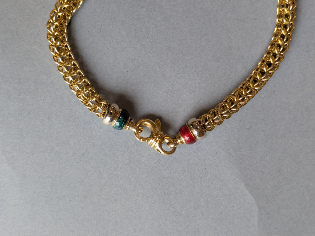 18ct Enamel and Gold Statement Necklace