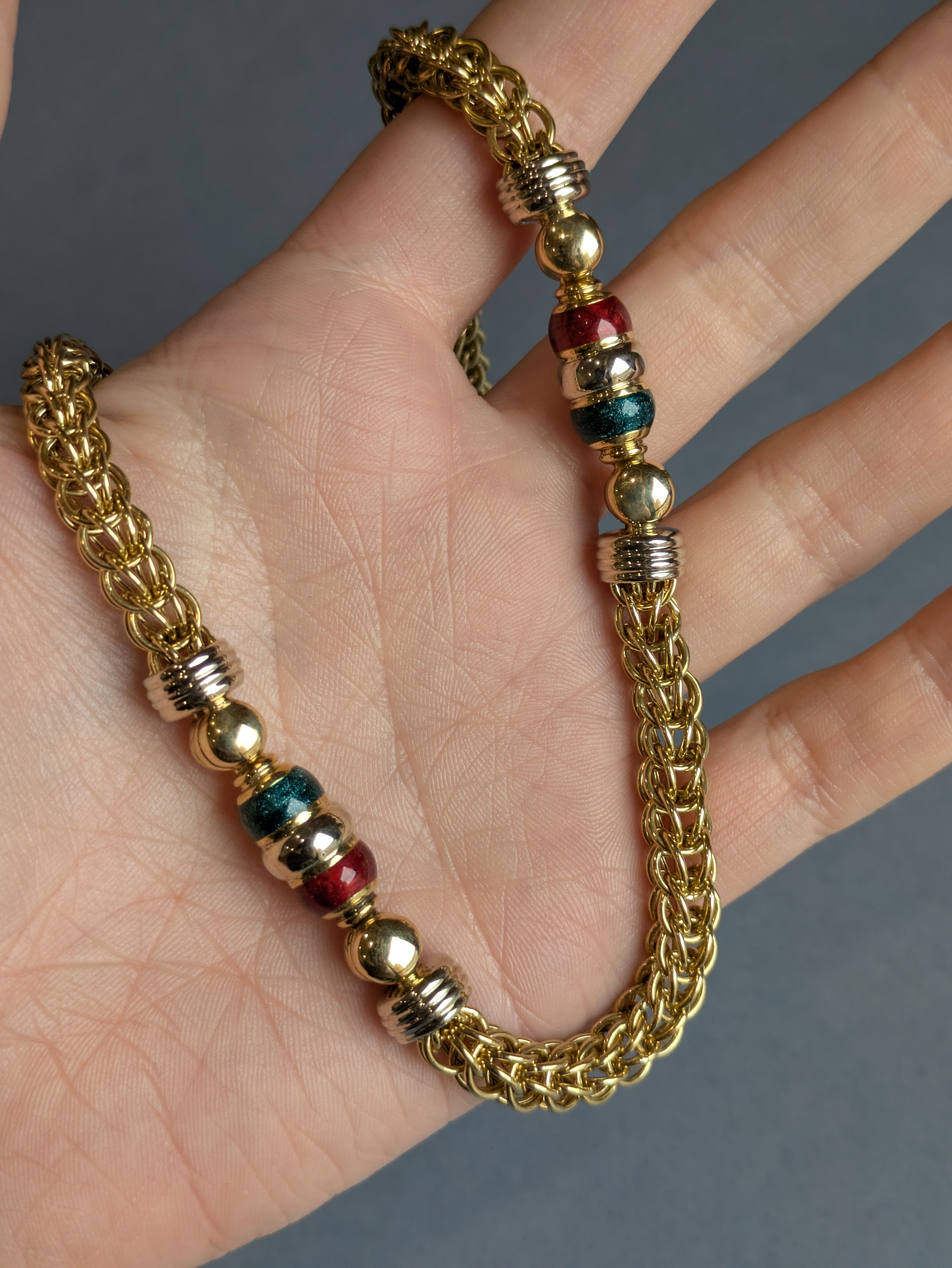 18ct Enamel and Gold Statement Necklace