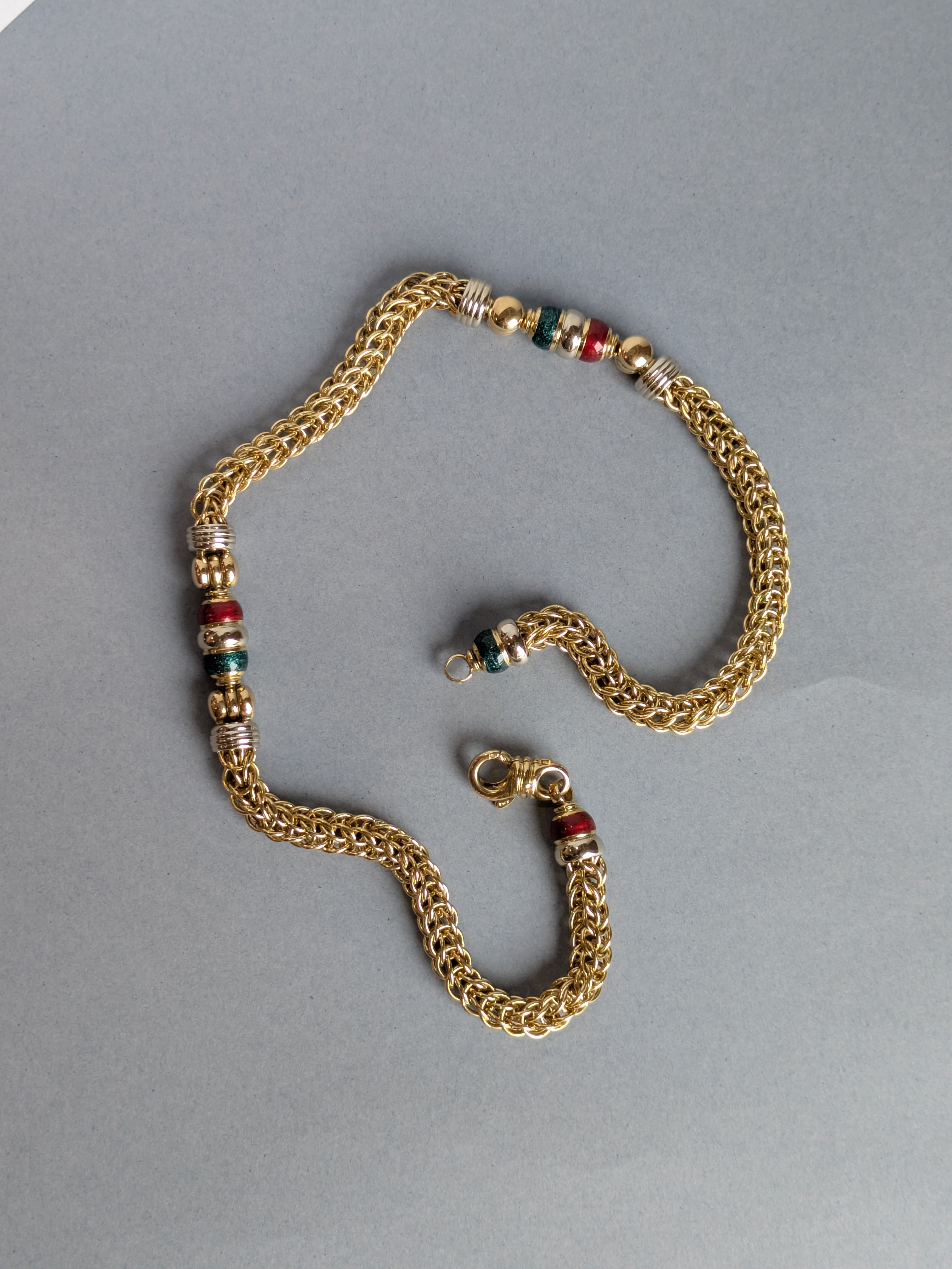 18ct Enamel and Gold Statement Necklace