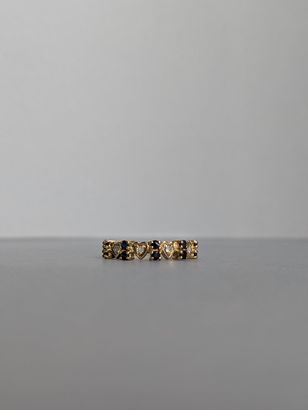 Sapphire and Diamond Heart Ring