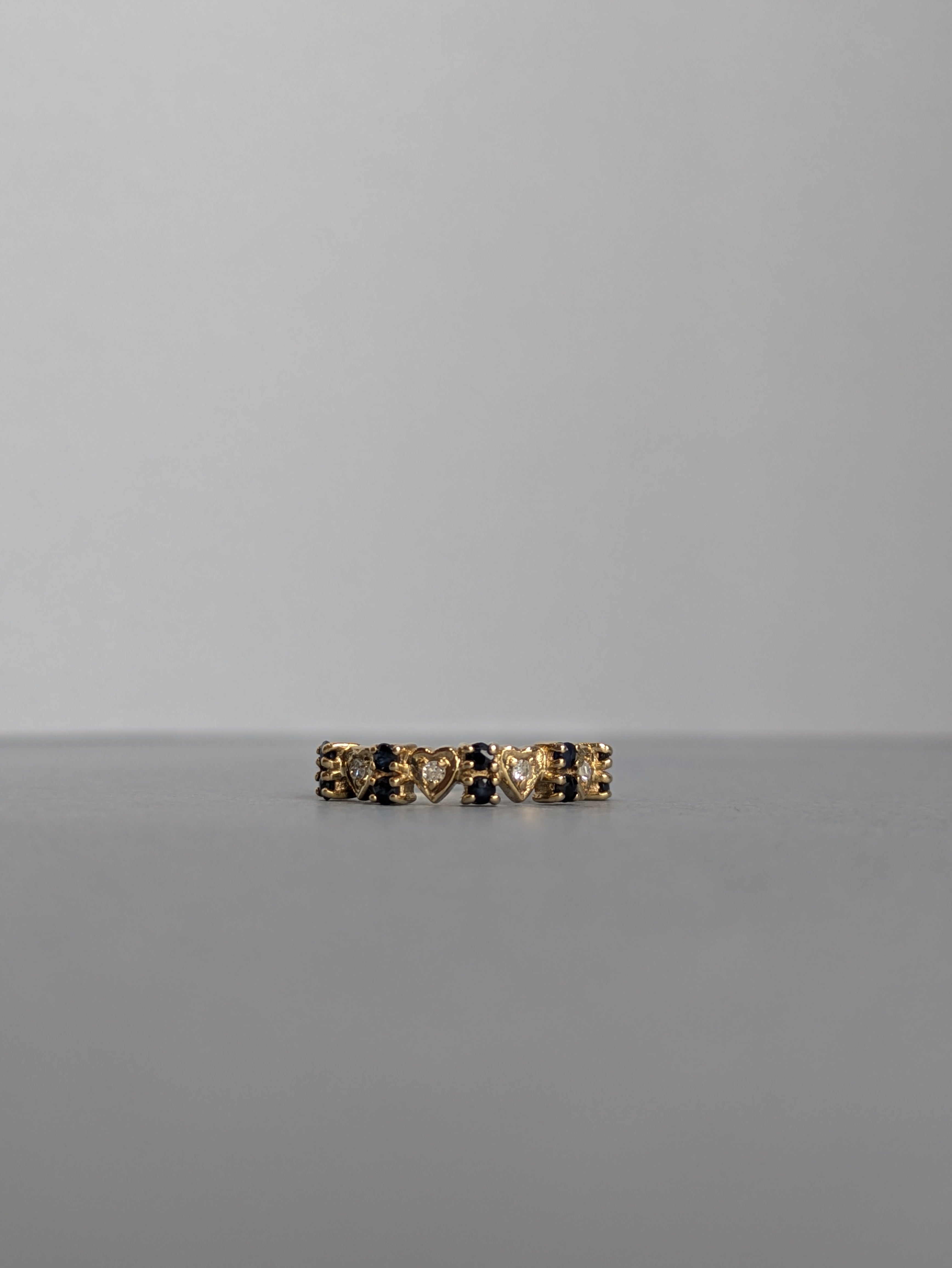 Sapphire and Diamond Heart Ring