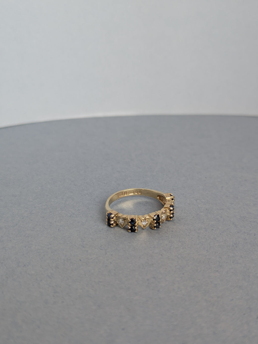 Sapphire and Diamond Heart Ring