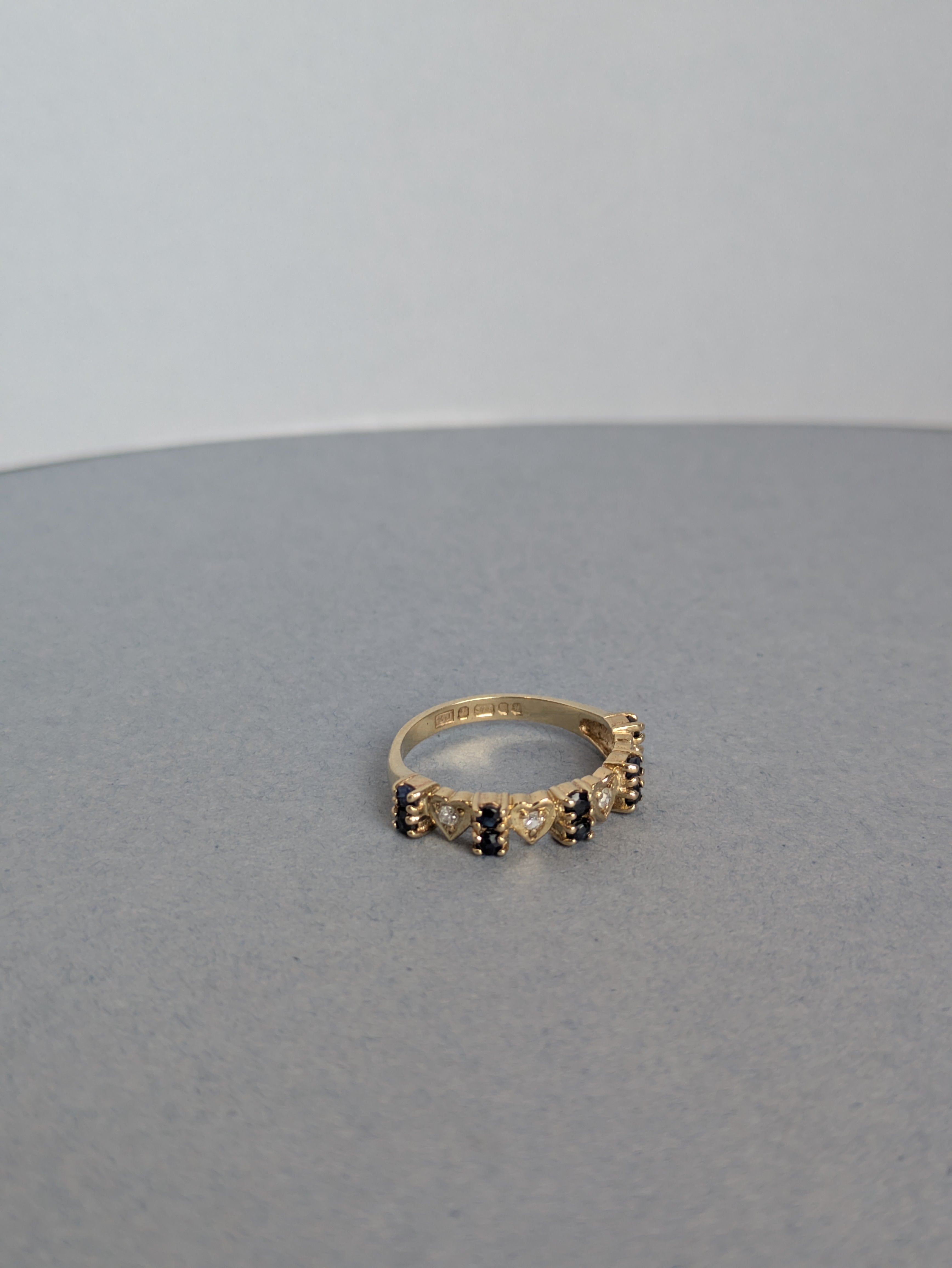 Sapphire and Diamond Heart Ring
