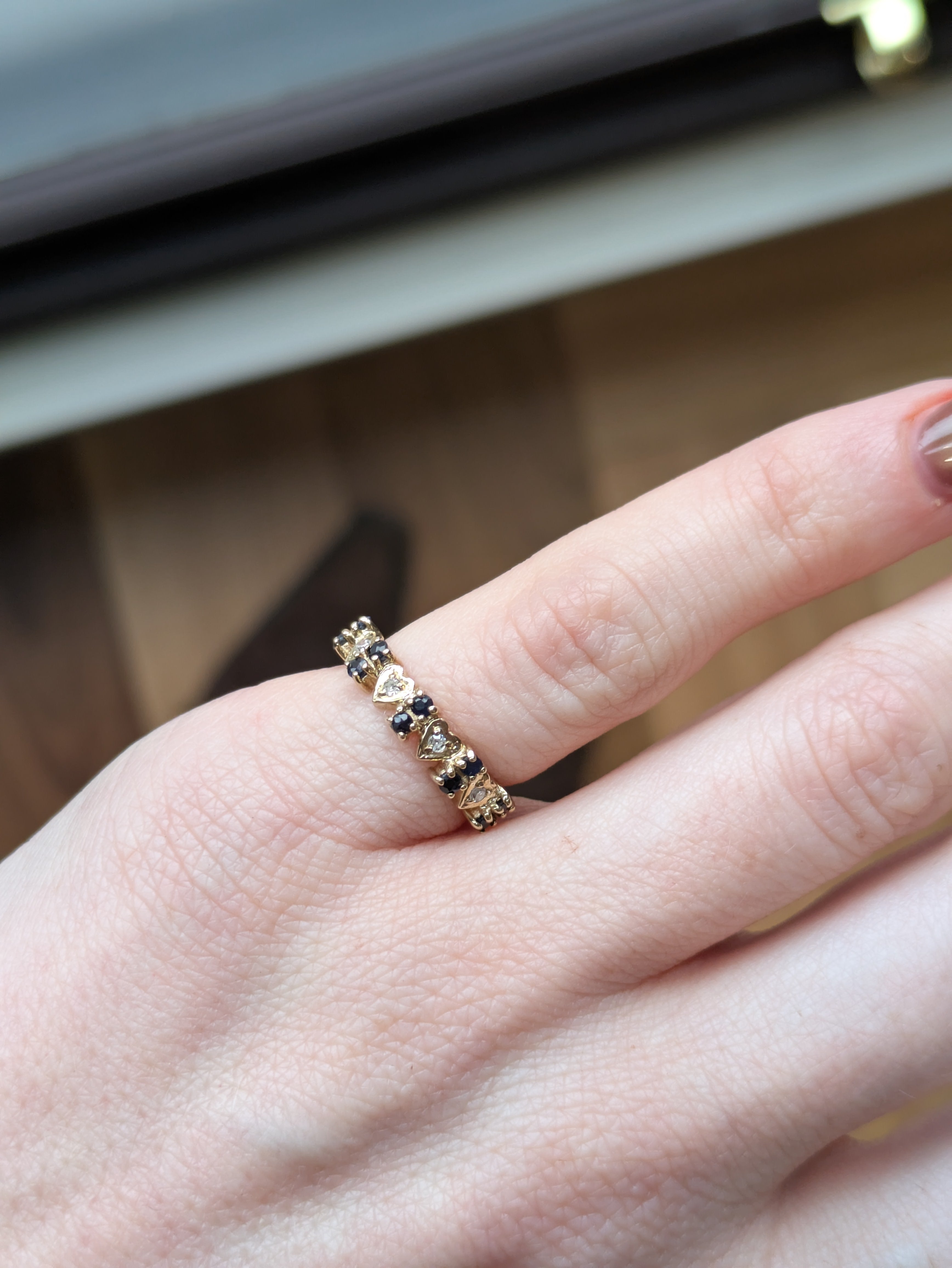 Sapphire and Diamond Heart Ring
