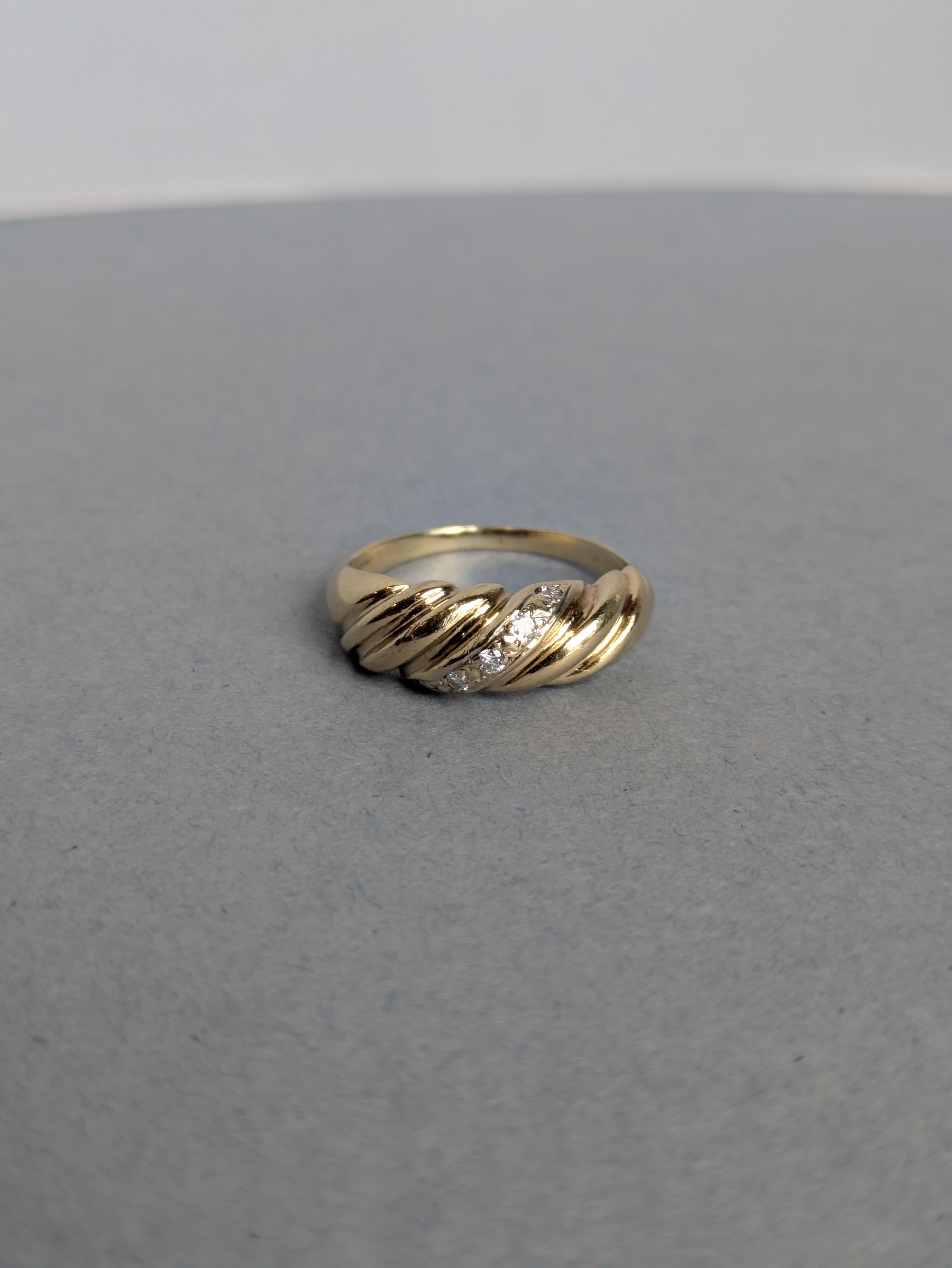 Twisted Gold and Diamond Ring