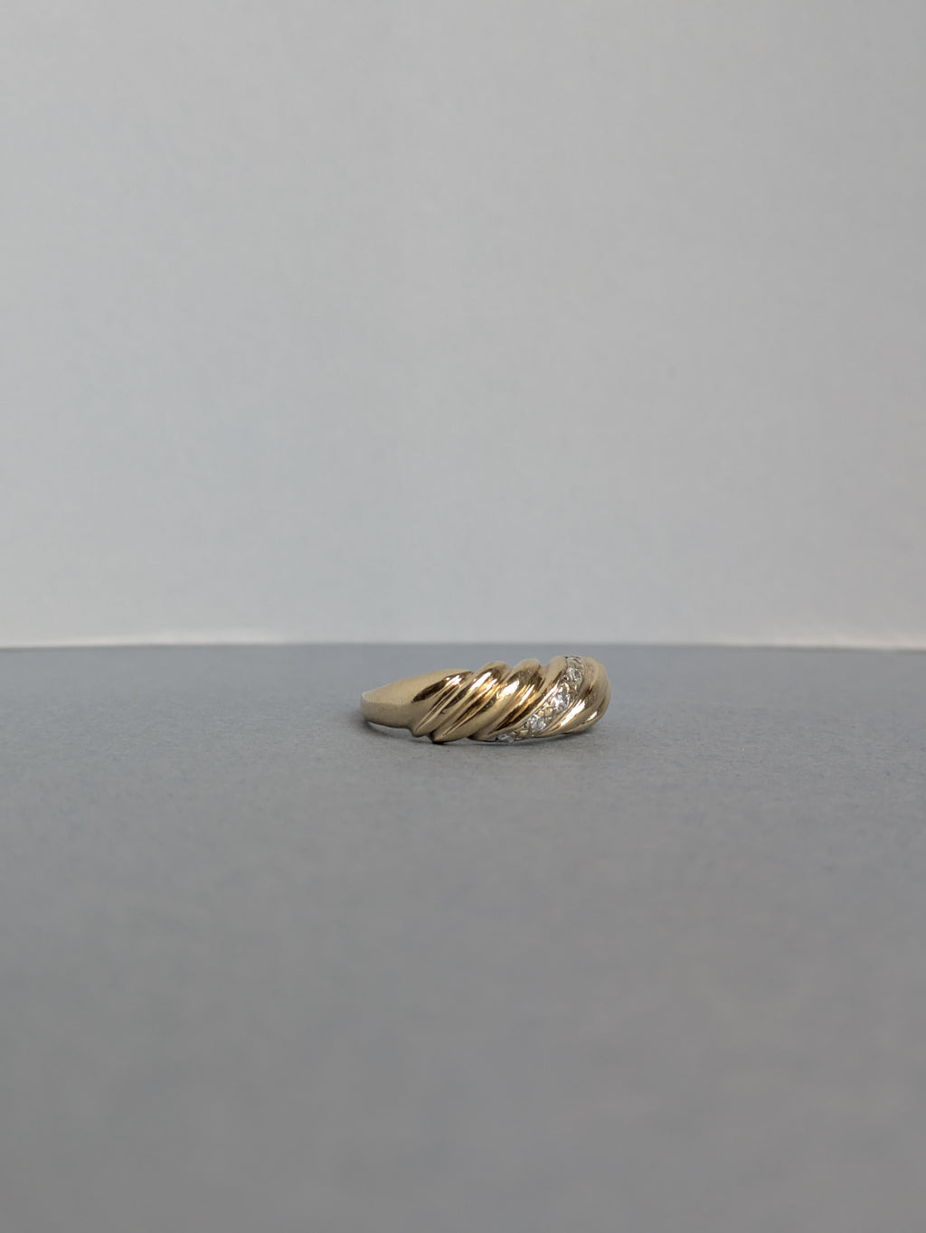 Twisted Gold and Diamond Ring