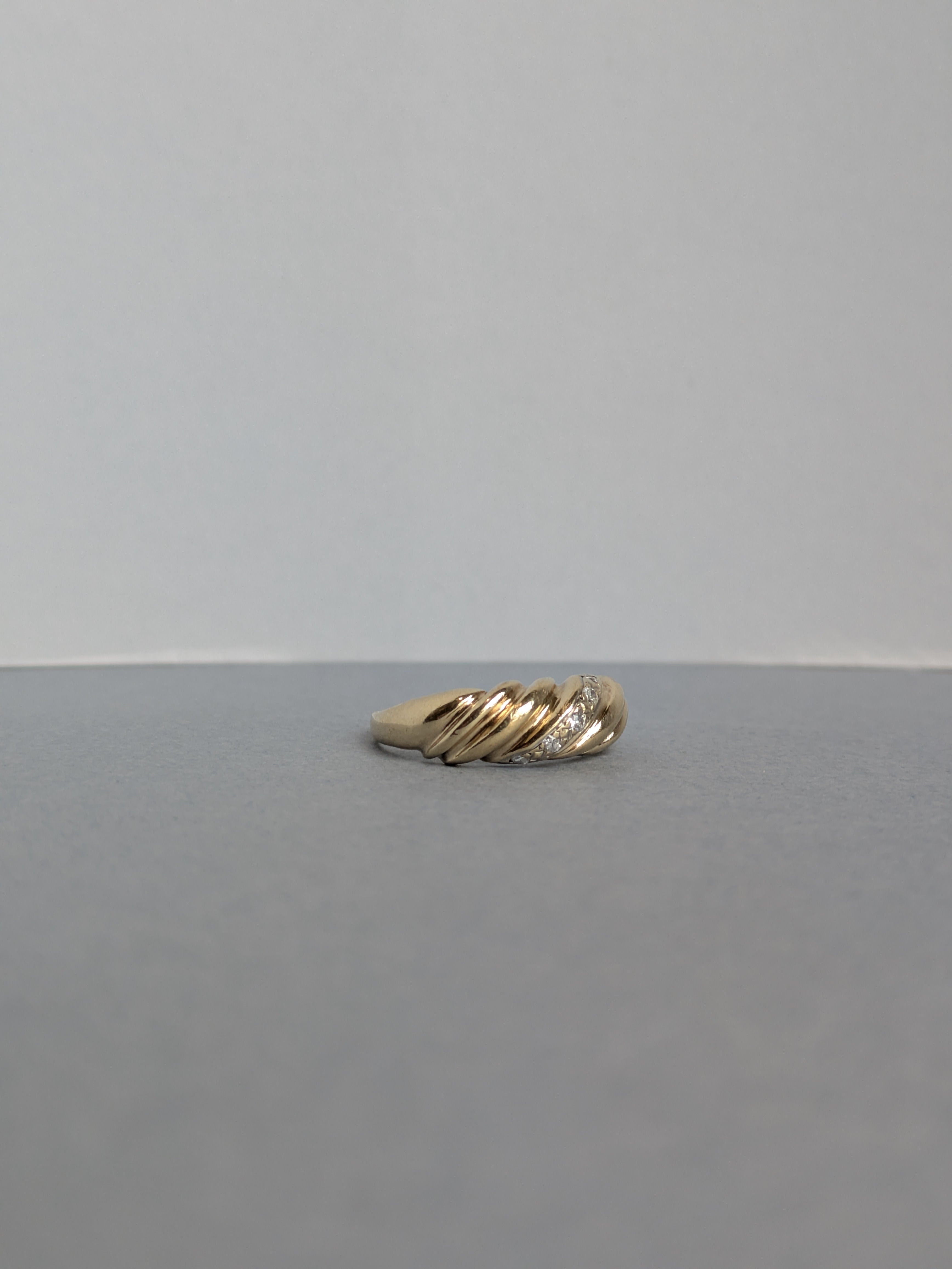 Twisted Gold and Diamond Ring