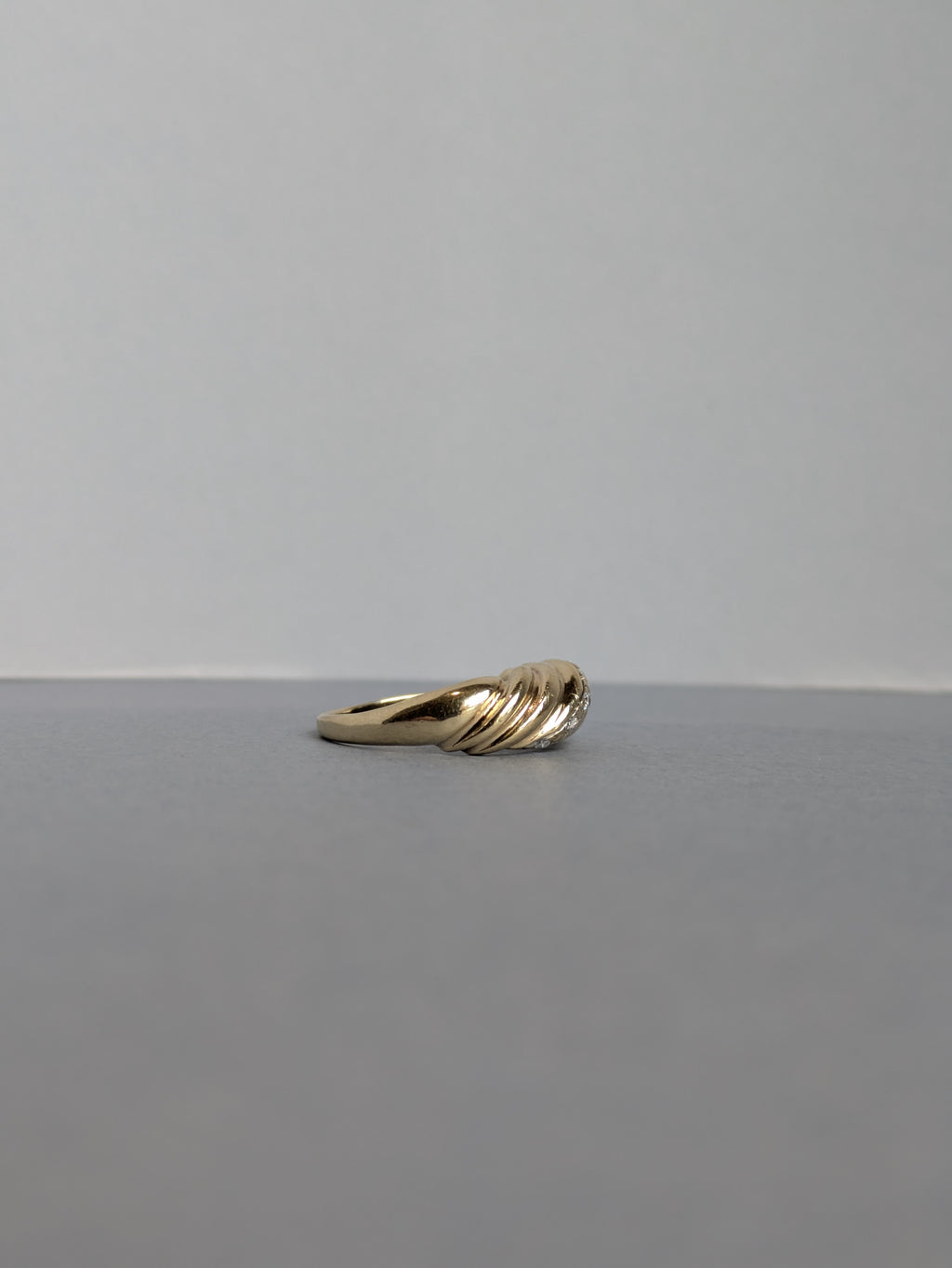 Twisted Gold and Diamond Ring